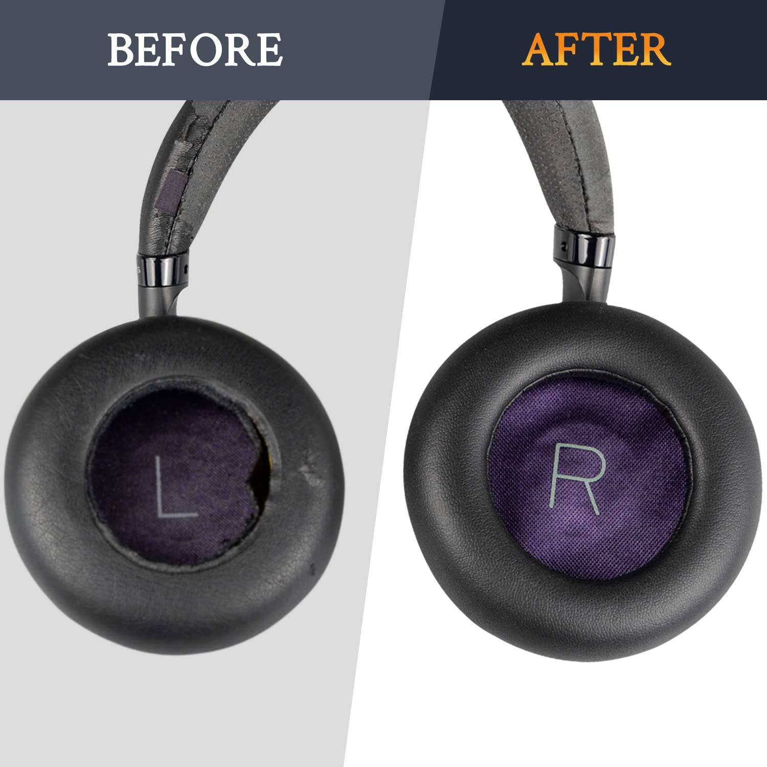SOULWIT Replacement Ear Pads for Plantronics BackBeat Pro Wireless Headphones - Noise Canceling Memory Foam Cushions with Soft Protein Leather (Black) - Perfect for Office, Travel & Gaming Comfort