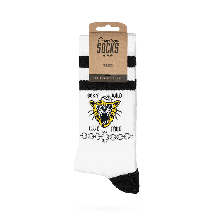American Socks Born Wild Mid High - Comfortable Cotton Crew Socks for Men & Women - Perfect for Hiking, Running and Outdoor Activities