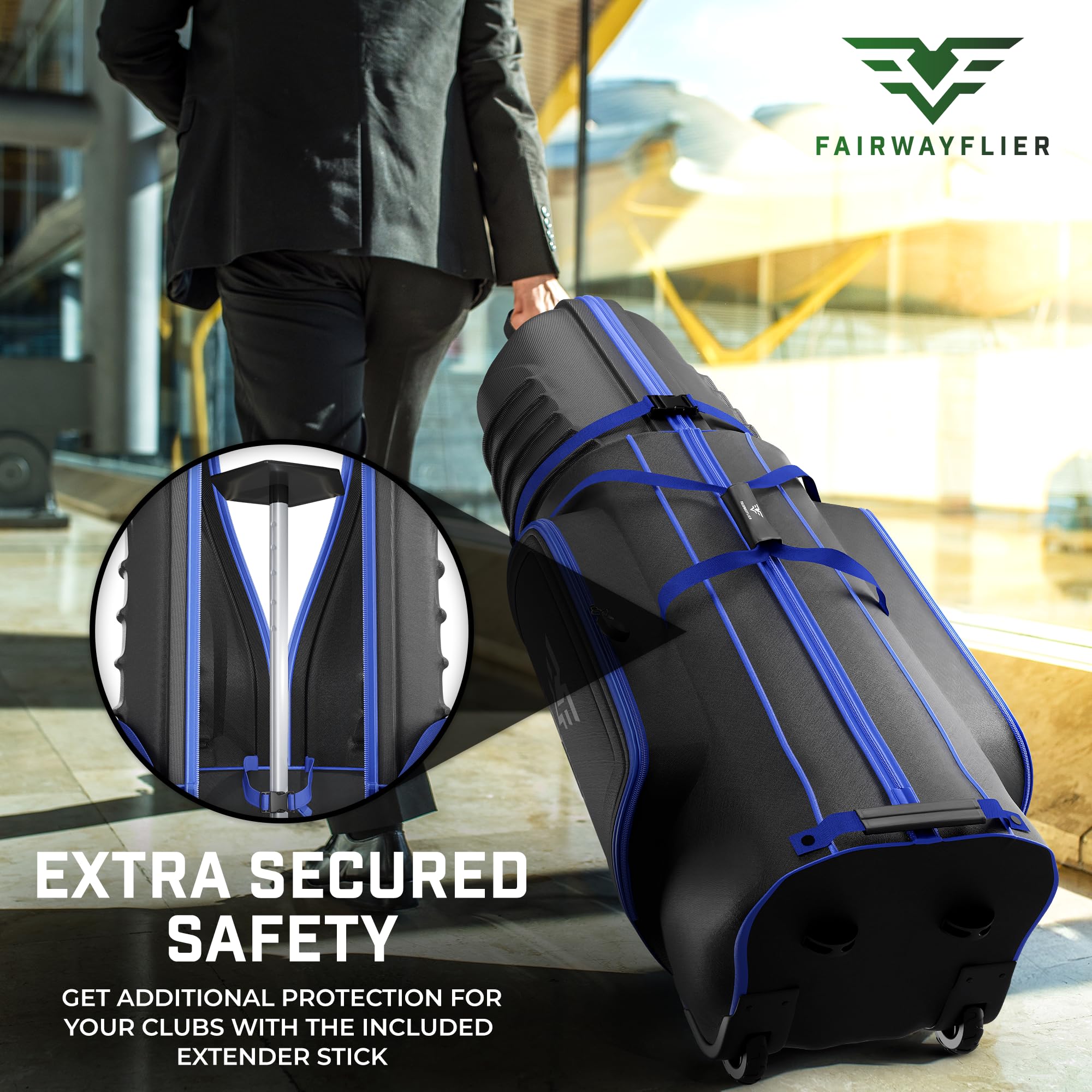 Premium Hard Shell Golf Travel Bag with Wheels - Airline Approved Golf Club Carrier for Safe Transport | Ideal for Air Travel, Golf Tournaments & Vacation Getaways