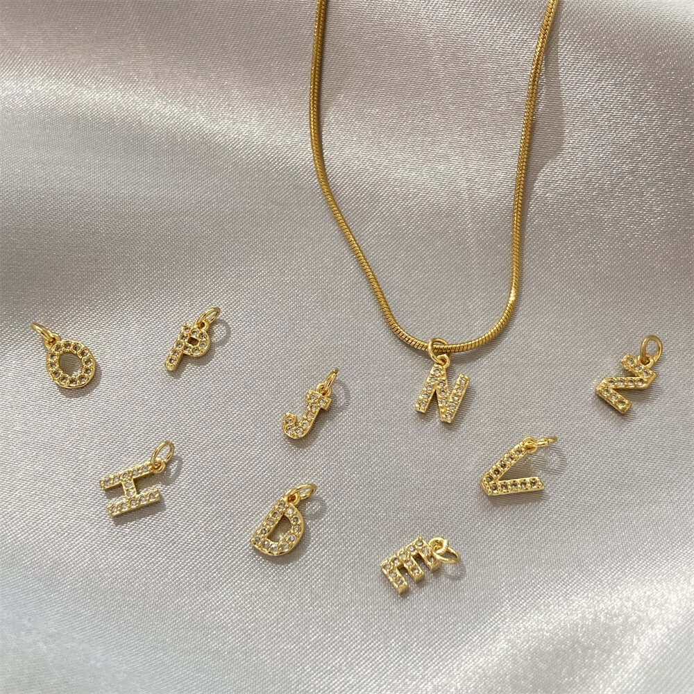 14K Gold Alphabet Charm Pendant Necklace - Personalized Initial Necklace for Women, Gift for Her | Perfect for Birthdays, Anniversaries & Everyday Wear (HSN701)