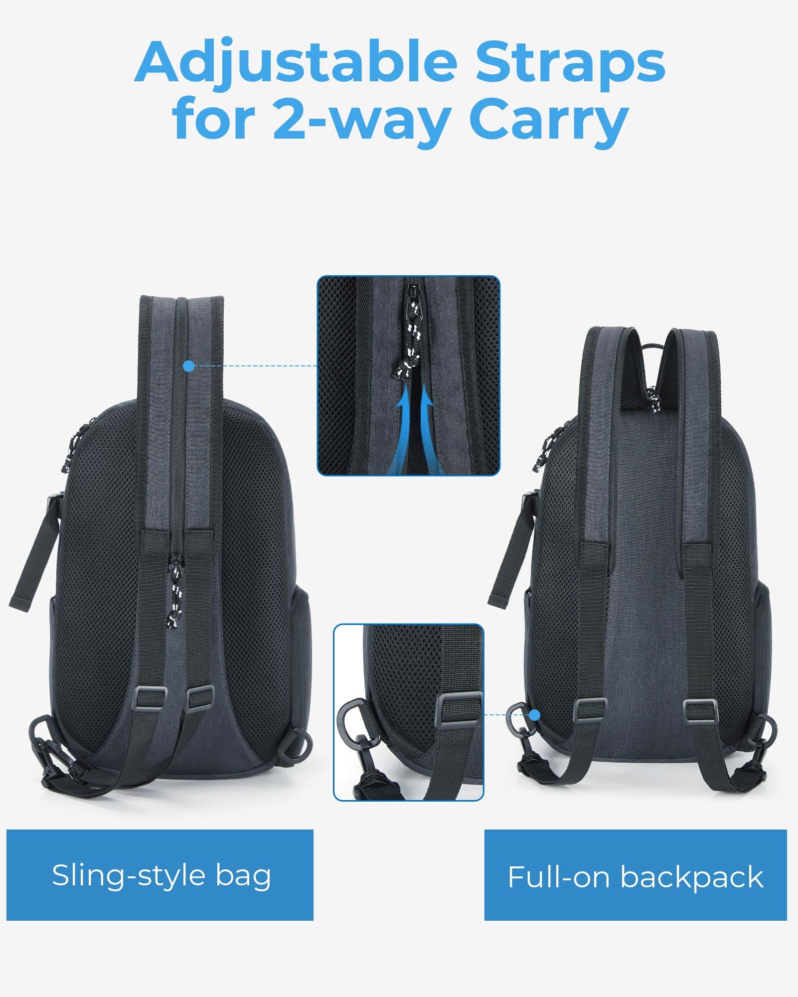 BAGSMART Compact Camera Sling Bag - Waterproof DSLR/SLR Shoulder Bag for Photographers with Tripod Holder & 11
