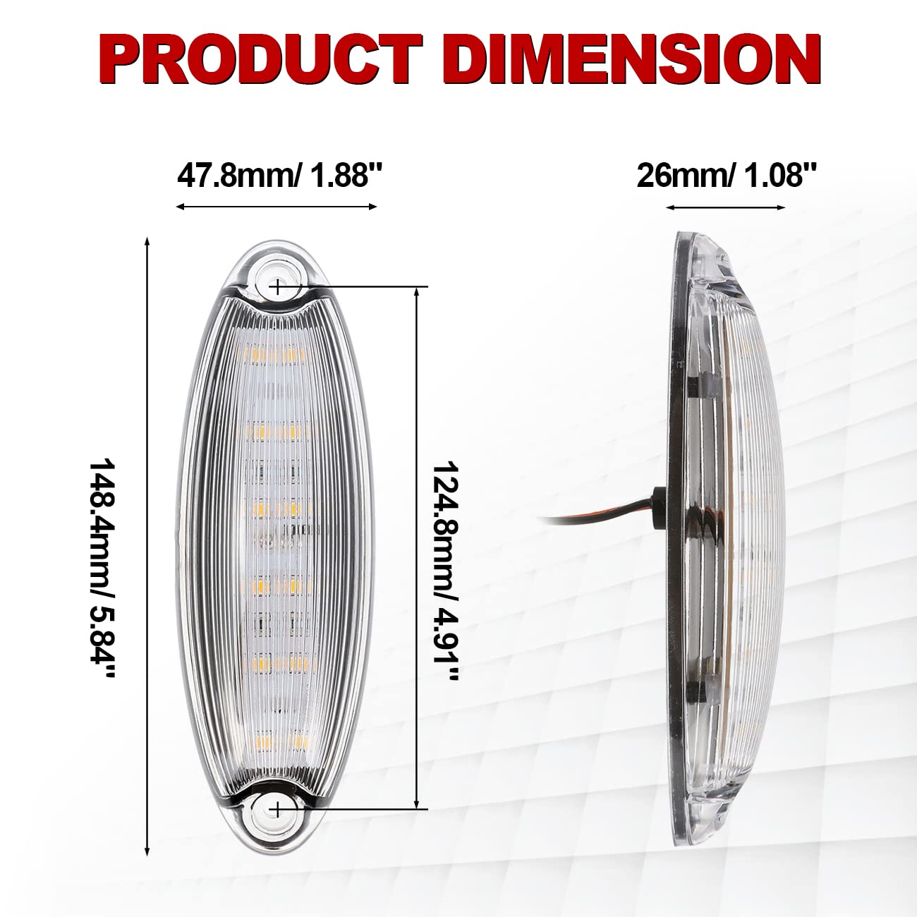 ALAVENTE 5-Pack Universal 12 LED Roof Top Clearance Signal Lights - Amber & White - Fits Freightliner Cascadia, Trucks, Trailers, Tractors, Semi-Trailers & Dump Trucks | Heavy-Duty Vehicle Safety Lighting for Night Driving & Hazard Visibility