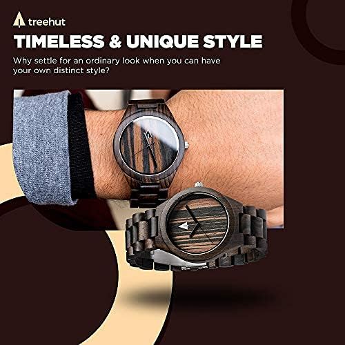 Premium Men's Wooden Watch - Japanese Quartz Movement, Adjustable Stainless Steel Buckle with Exotic Ebony & Zebrawood Strap - Stylish Eco-Friendly Wristwatch for Business, Casual & Outdoor Wear