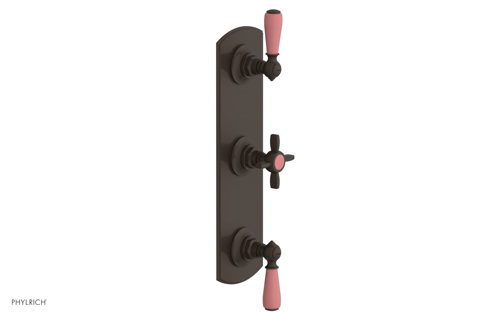 Jamestown Thermostatic Shower Valve with Dual Volume Control - Pink Accented Bathroom Fixture for Modern & Vintage Bathroom Renovations
