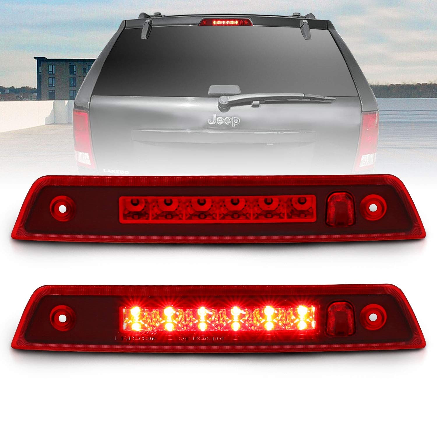 Anzo USA 531108 LED Third Brake Light Assembly with Red Lens - Replacement for Trucks & SUVs - Enhances Safety & Visibility for Night Driving