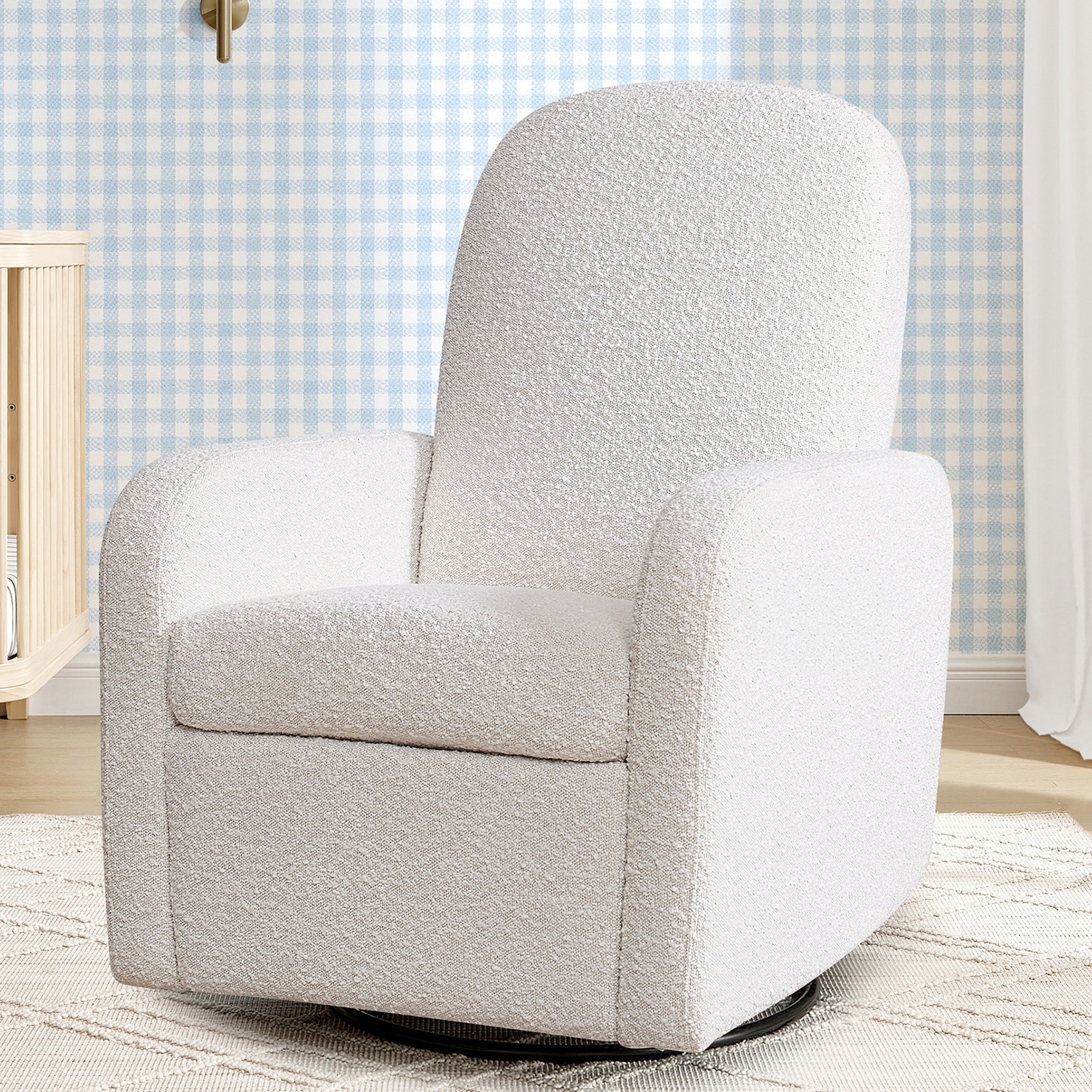 Comfortable Teddy Nursery Swivel Recliner Chair - Soft Plush Rocking Chair for Nursing Mothers, Baby Room, Nursery Decor & Relaxation - Perfect for Breastfeeding, Reading & Bonding with Your Newborn