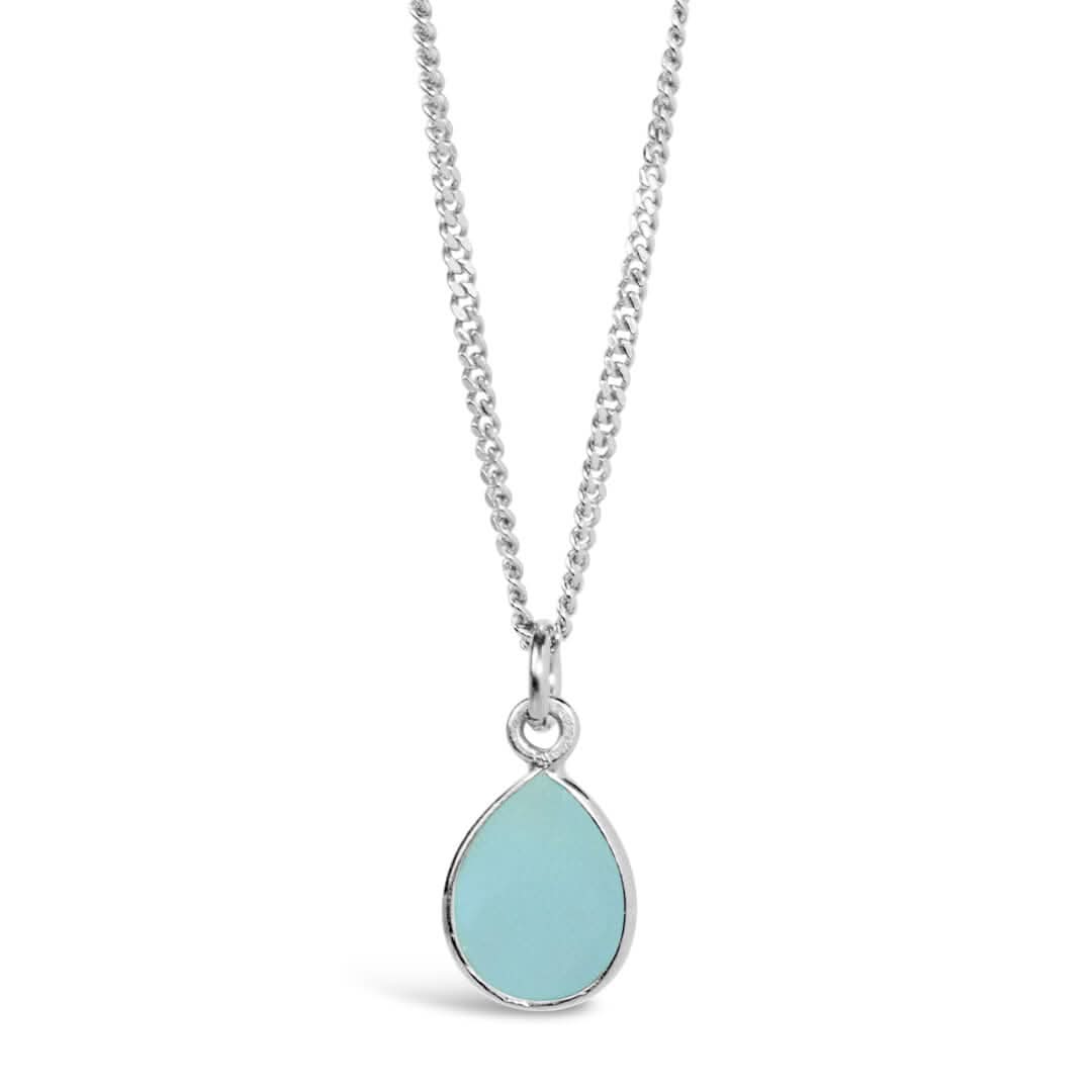 Aqua Chalcedony Necklace - Sterling Silver March Birthstone Jewelry for Women | Perfect Gift for Birthday, Anniversary & Special Occasions