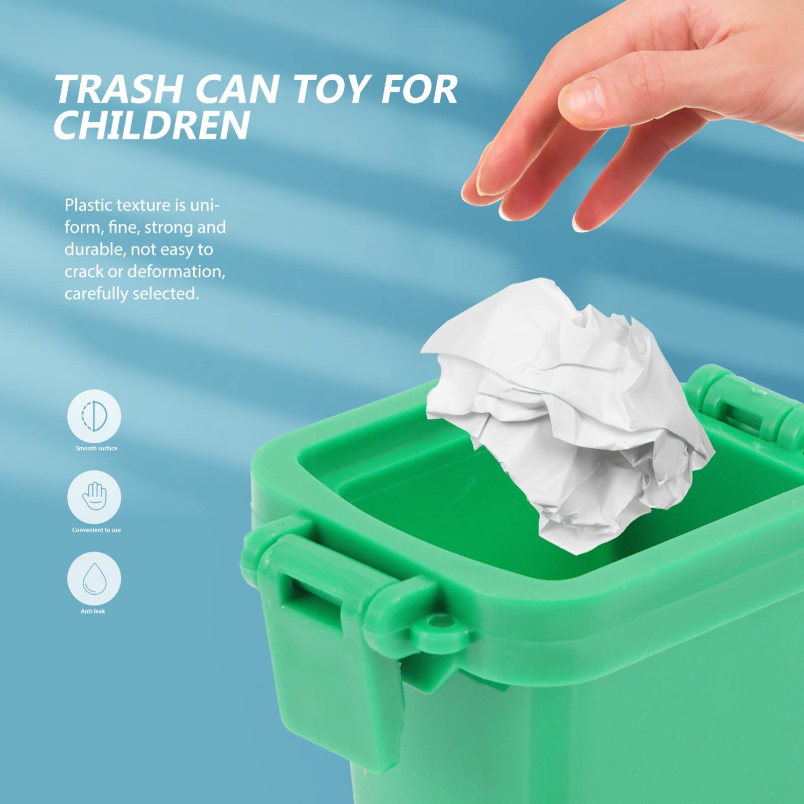 Mipcase 4-Piece Toy Trash Can Set - Mini Garbage Trucks & Curbside Bins - Realistic Waste Collection Play Vehicles for Kids - Perfect for Pretend Play, Educational Toys, and Recycling Awareness Activities