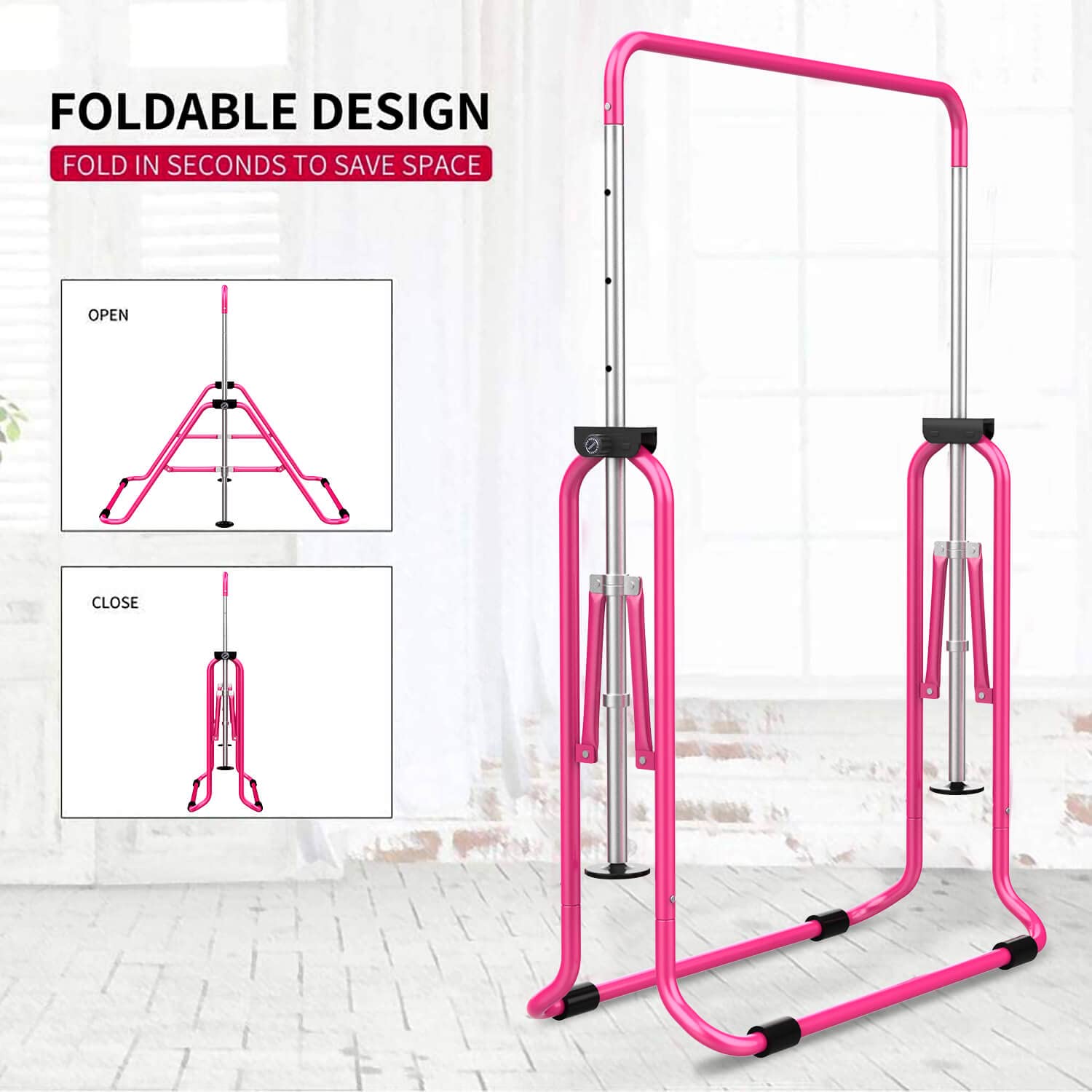 Adjustable Gymnastics Bar for Kids - Expandable Training Bar for Home & Gym