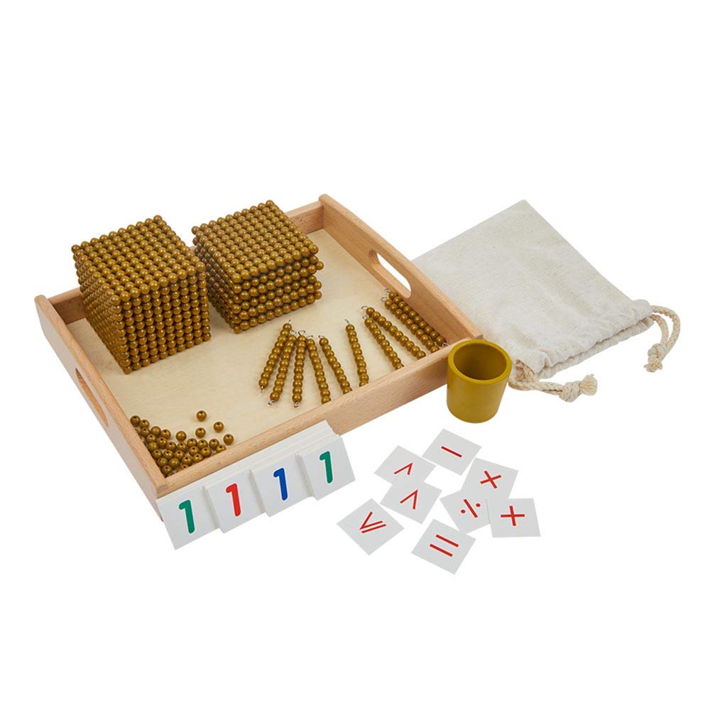 Montessori Math Beads Toys - Golden Beads & Cards, Bank Game, Thousand Cube - Decimal System Teaching Materials for Toddlers & Preschoolers | Early Childhood Math Learning, Homeschool & Classroom Educational Toys