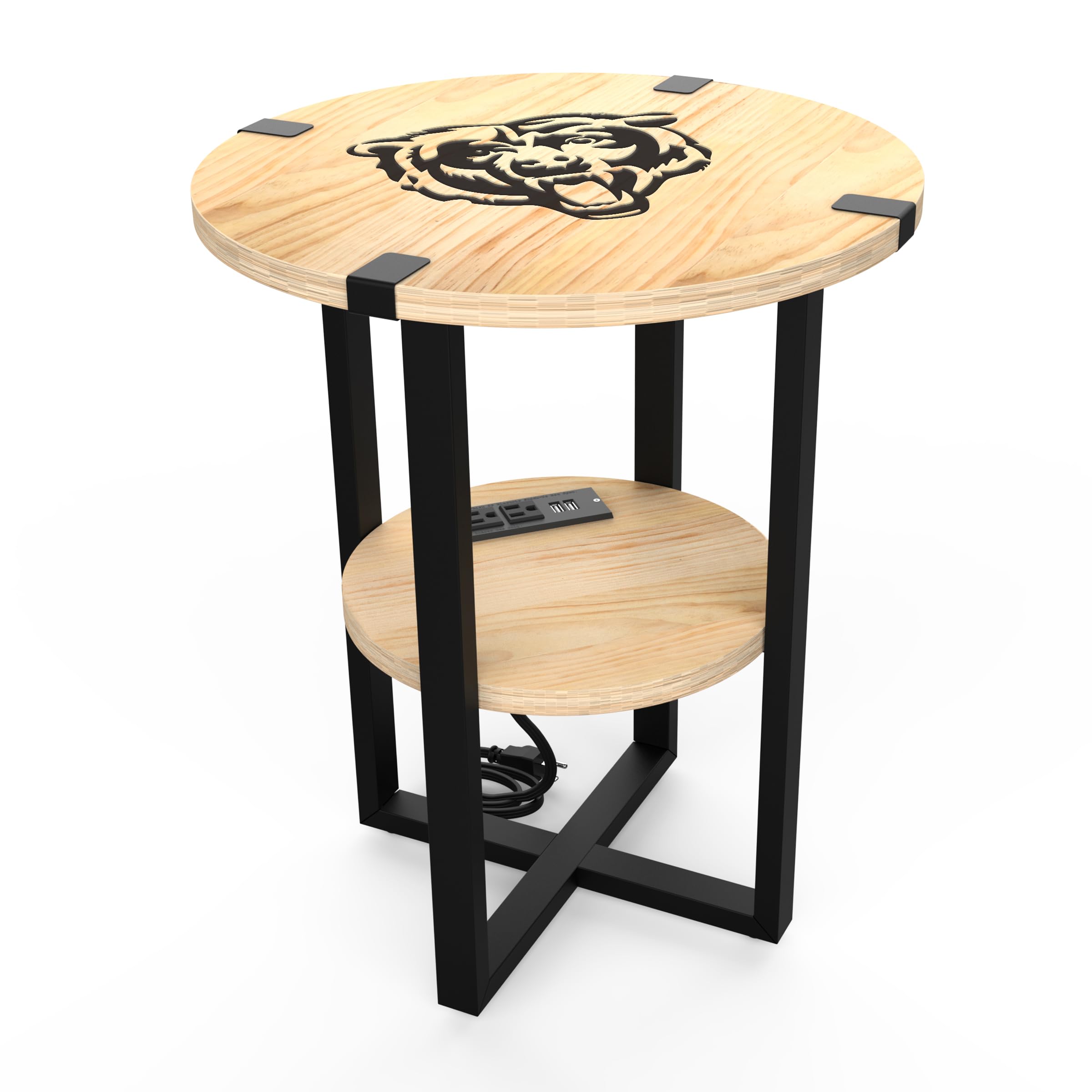 NFL Team Logo 18-Inch Side Table with Built-in USB Charger - Perfect for Living Room, Game Room, and Sports Fan Decor