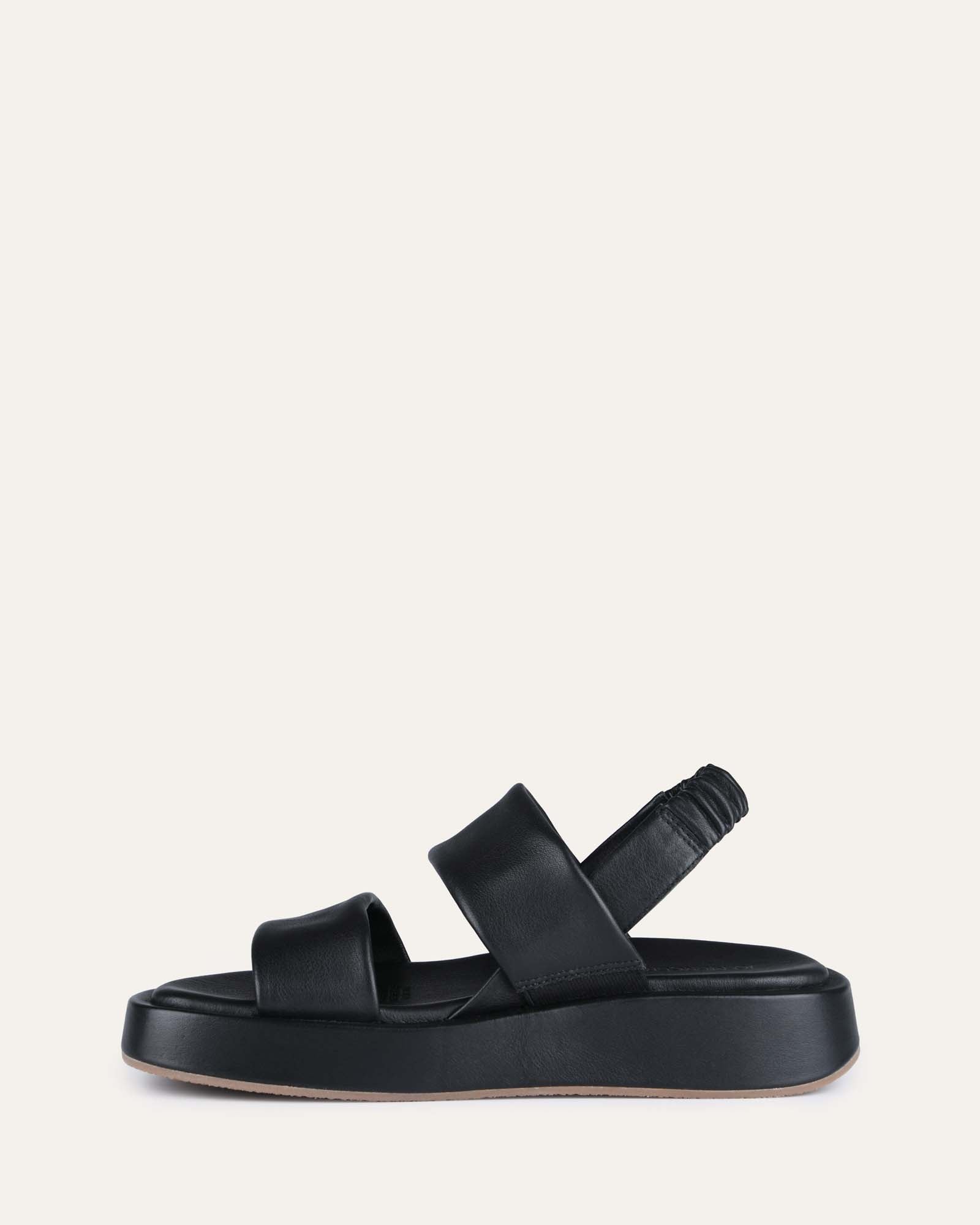 Dana Black Leather Flat Sandals for Women - Comfortable Casual Summer Shoes for Beach, Walking, and Outdoor Activities