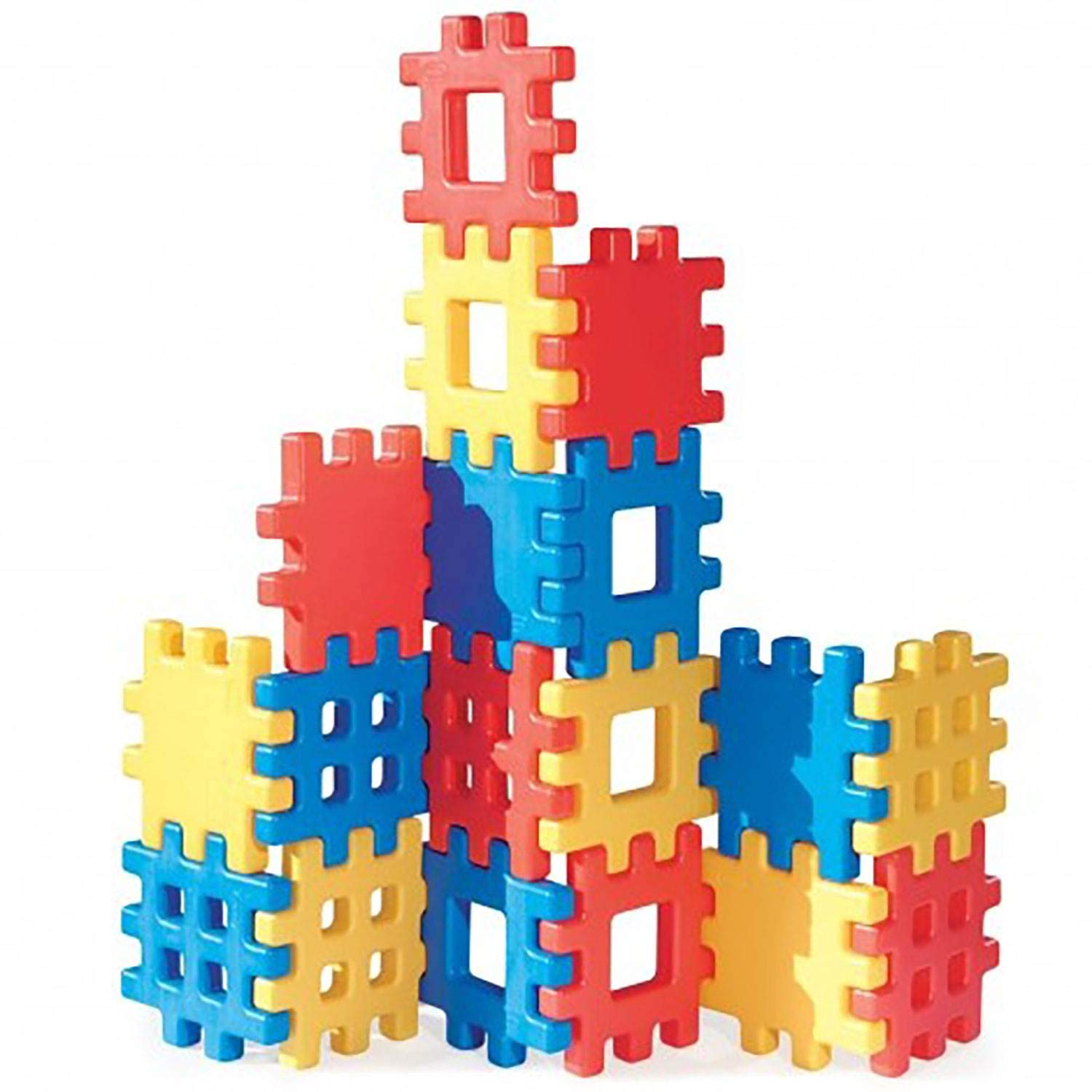 Little Tikes Big Waffle Block Set - 18 Piece Educational Building Toys for Toddlers, Blue Red Yellow Interlocking Blocks for Kids STEM Learning (Perfect for Preschool Playtime & Creative Construction)