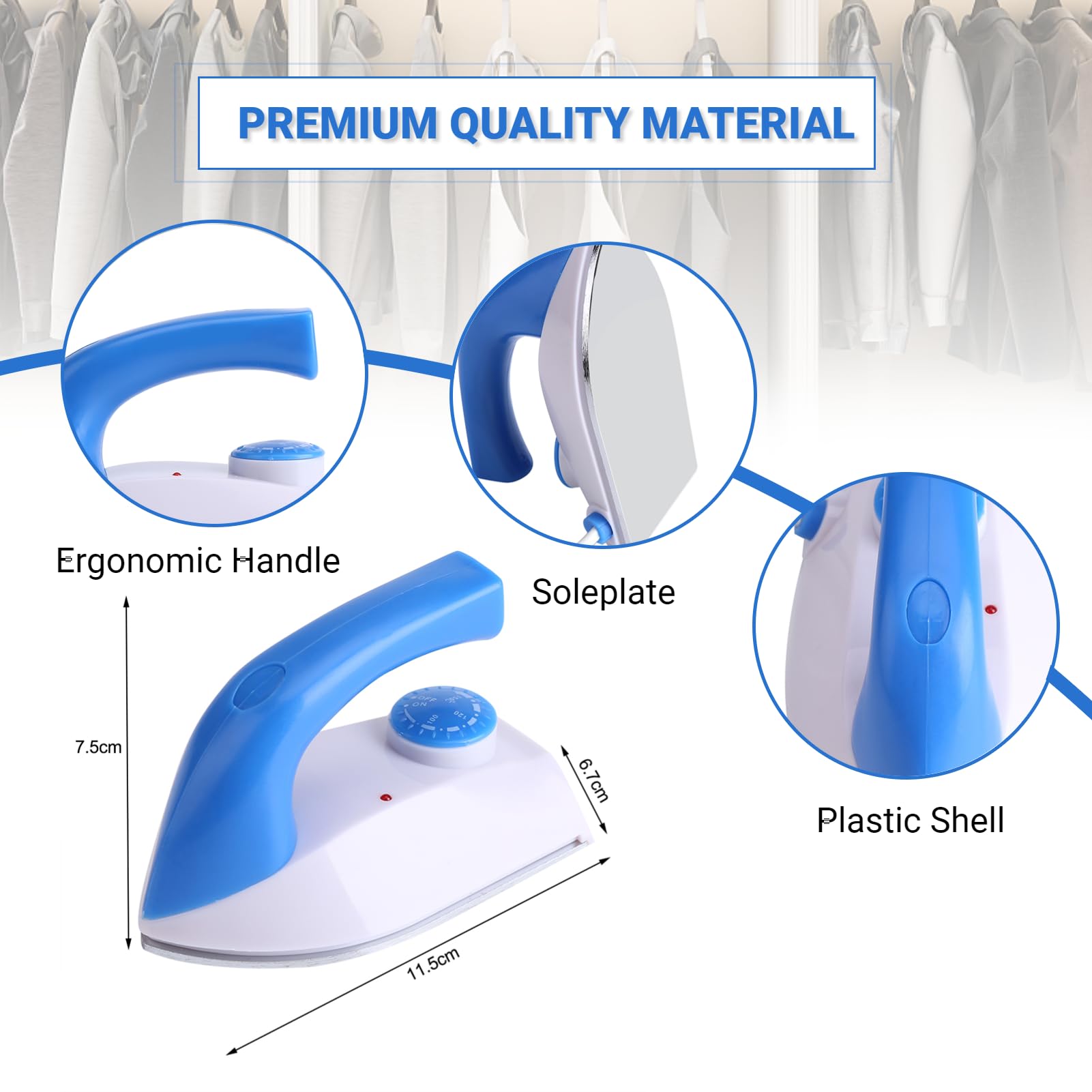 Mini Iron 100W - Portable Handheld Iron & Heat Press Machine with Adjustable Temperature 0-150°C - Compact Travel Iron for Clothes, Beads, Patches, T-Shirts, Shoes & Bags - Perfect for DIY Crafts, Home Use & Travel