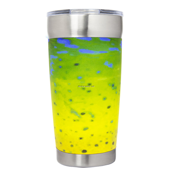 Stainless Steel Double Wall Vacuum Insulated Travel Mug 20oz - Mahi Fish Design - Keeps Drinks Hot/Cold for Hours - Perfect for Coffee, Tea & Outdoor Adventures