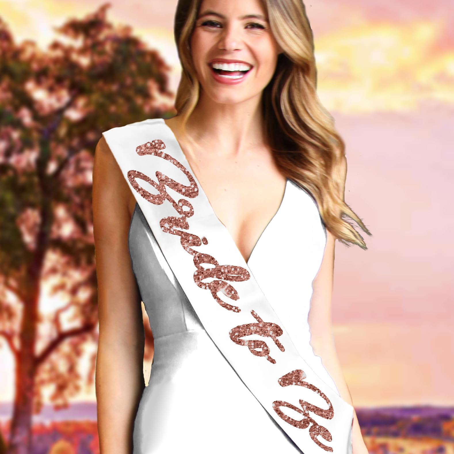 Rose Gold Bridal Sash - Premium Satin Bride to Be Sash for Weddings, Bachelorette Parties & Bridal Showers - Elegant White Wedding Accessory