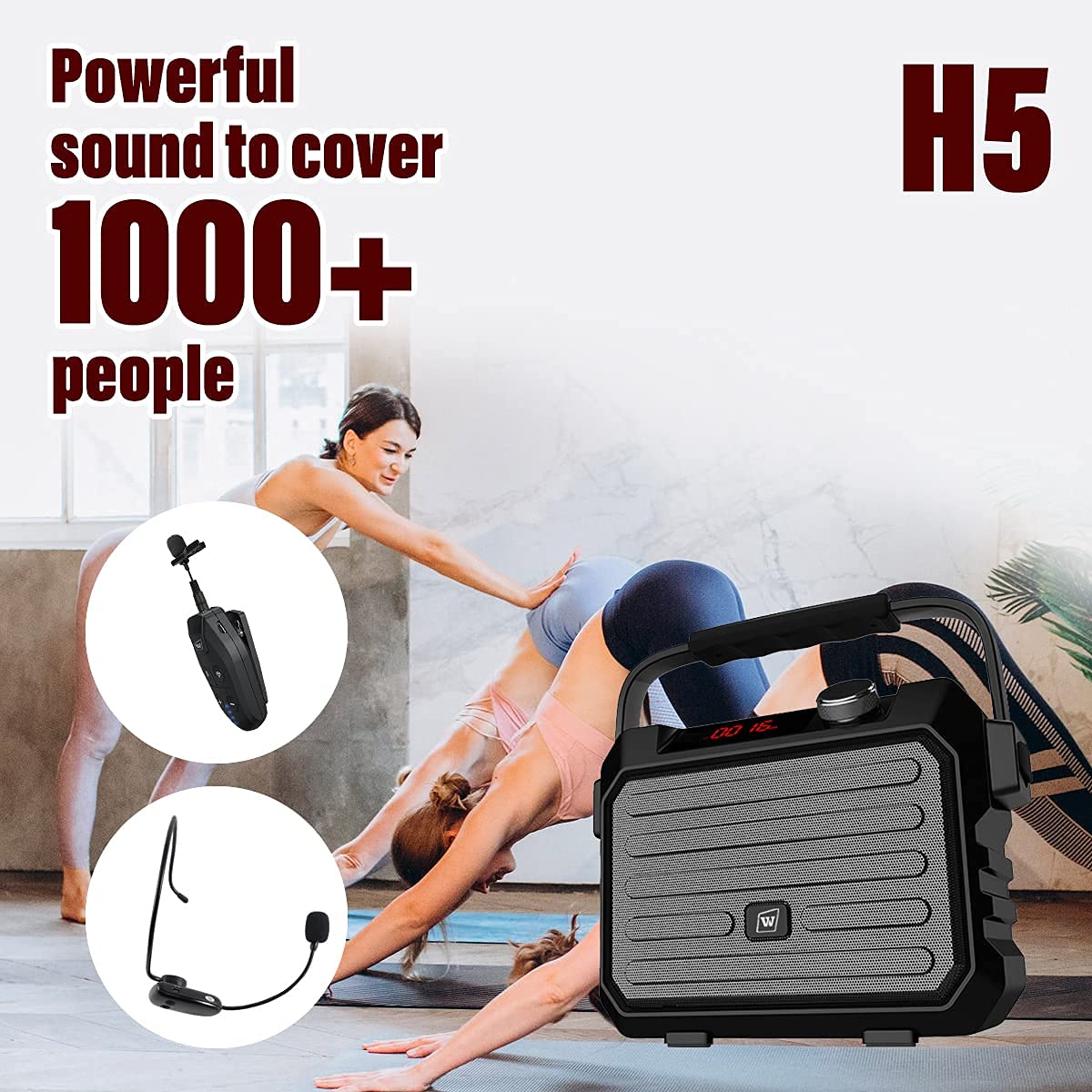 30W Wireless PA System with Bluetooth - Rechargeable Portable Megaphone & Speaker with Wireless Headset & Lavalier Microphone for Teachers, Outdoor Events, Public Speaking, and Classroom Presentations