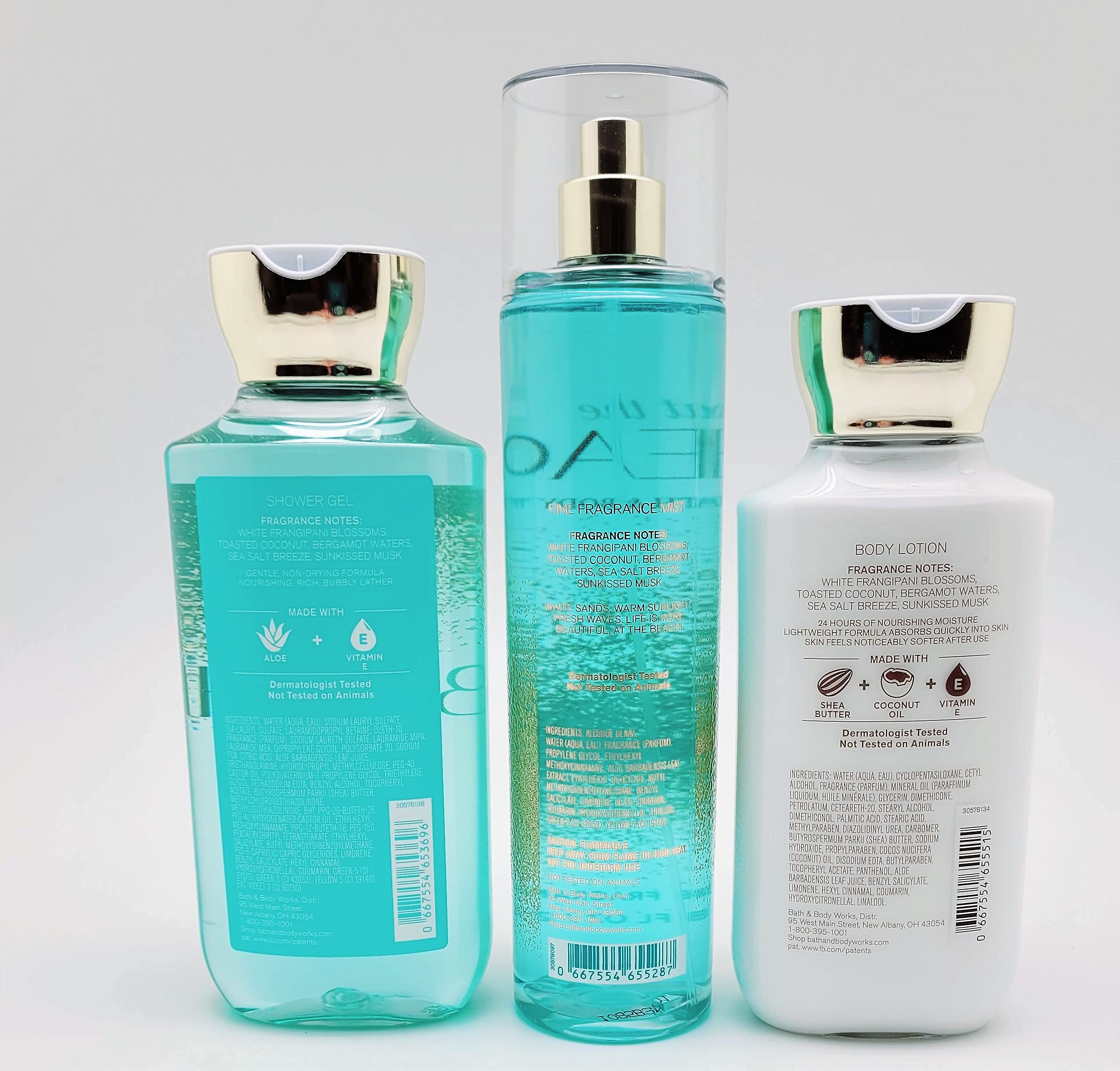 Bath & Body Works At the Beach 3-Piece Gift Set - Shower Gel, Body Mist & 24H Moisturizing Lotion - Tropical Scent for Summer, Travel & Relaxation - Full Size 2020 Collection