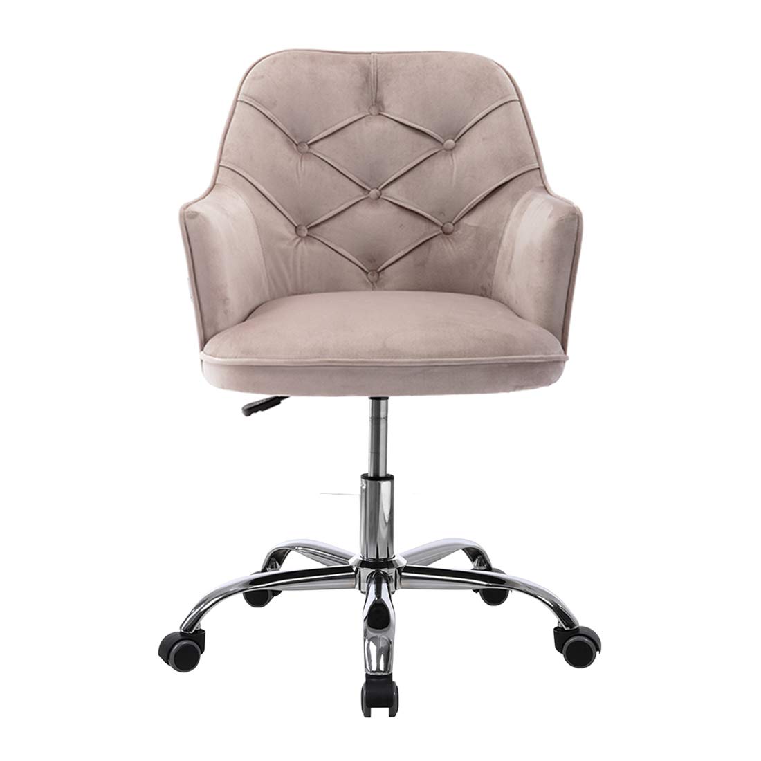 Henf Velvet Adjustable Swivel Office Chair with Metal Base - Modern Ergonomic Desk Chair for Home Office, Study & Living Room (Silver/Grey) - Perfect for Remote Work, Gaming & Online Meetings