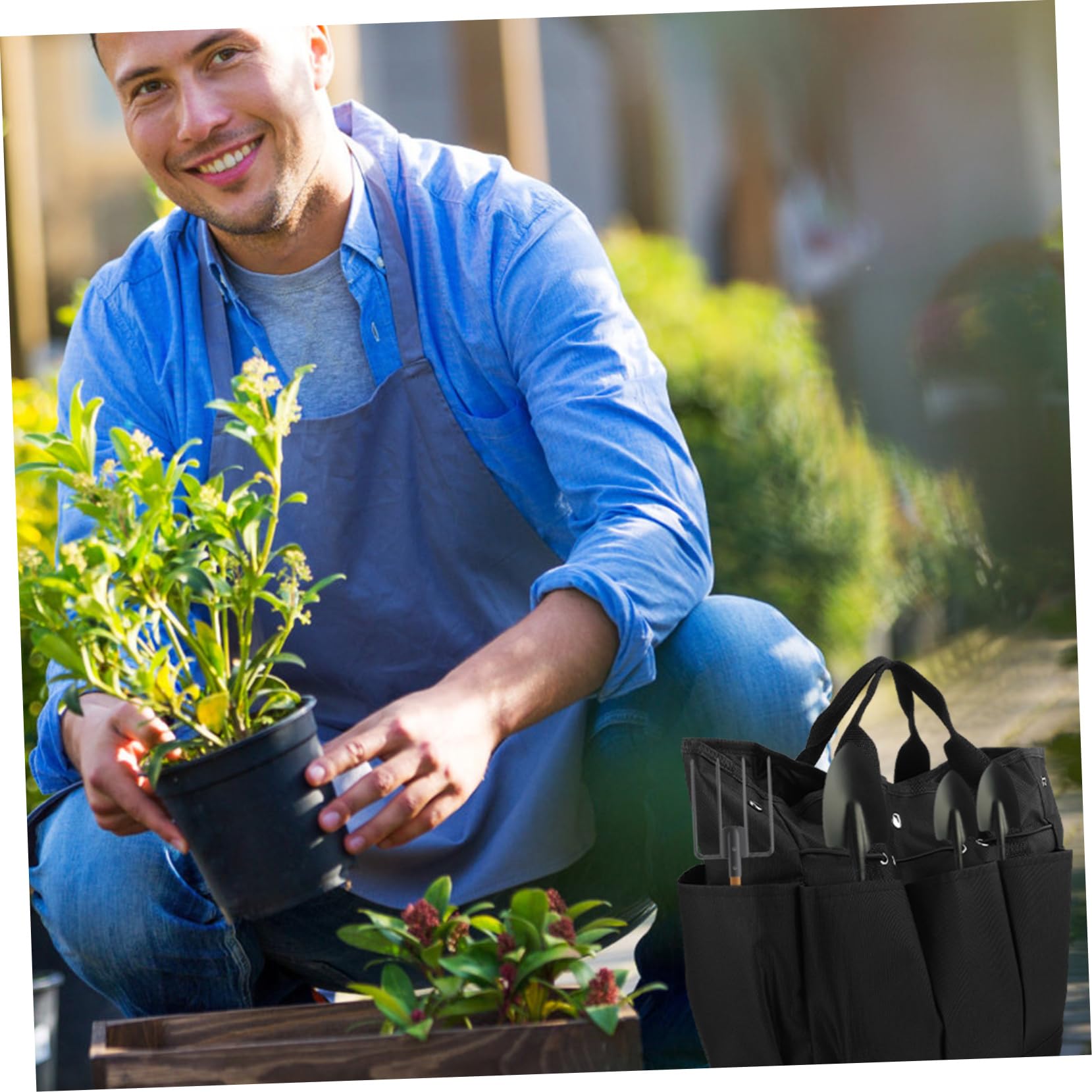 Multi-Purpose Gardening Tool Bag - Durable Canvas Garden Tote with Multiple Pockets for Hand Tools - Versatile Household Gardening Organizer for Indoor & Outdoor Use - Perfect for Planting, Weeding, and Landscaping