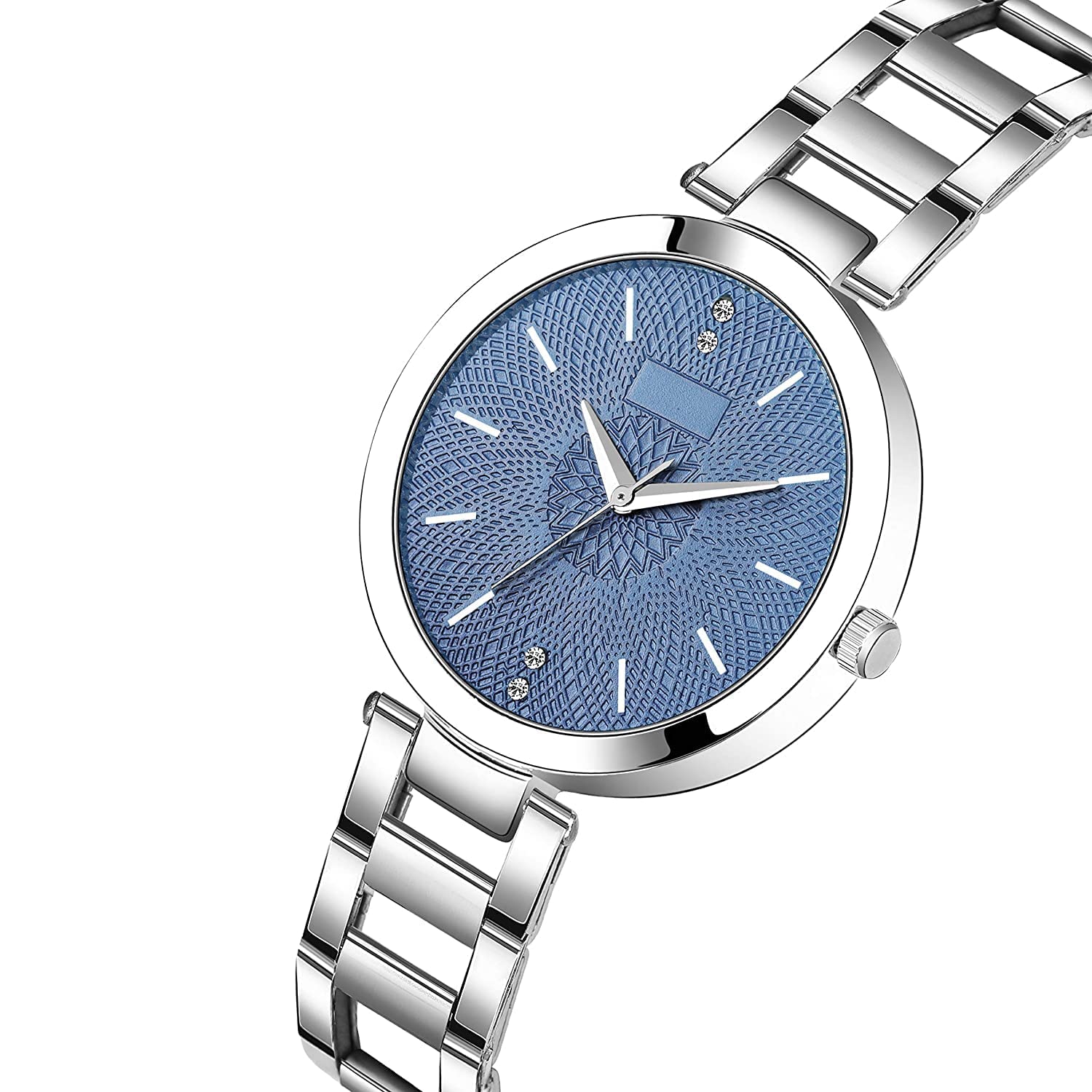 Elegant Analog Women's Watch with Stainless Steel Band - Perfect Valentine's Day Gift for Girlfriend, Wife or Sister | Silver Blue Dial | Ideal for Daily Wear, Office & Special Occasions