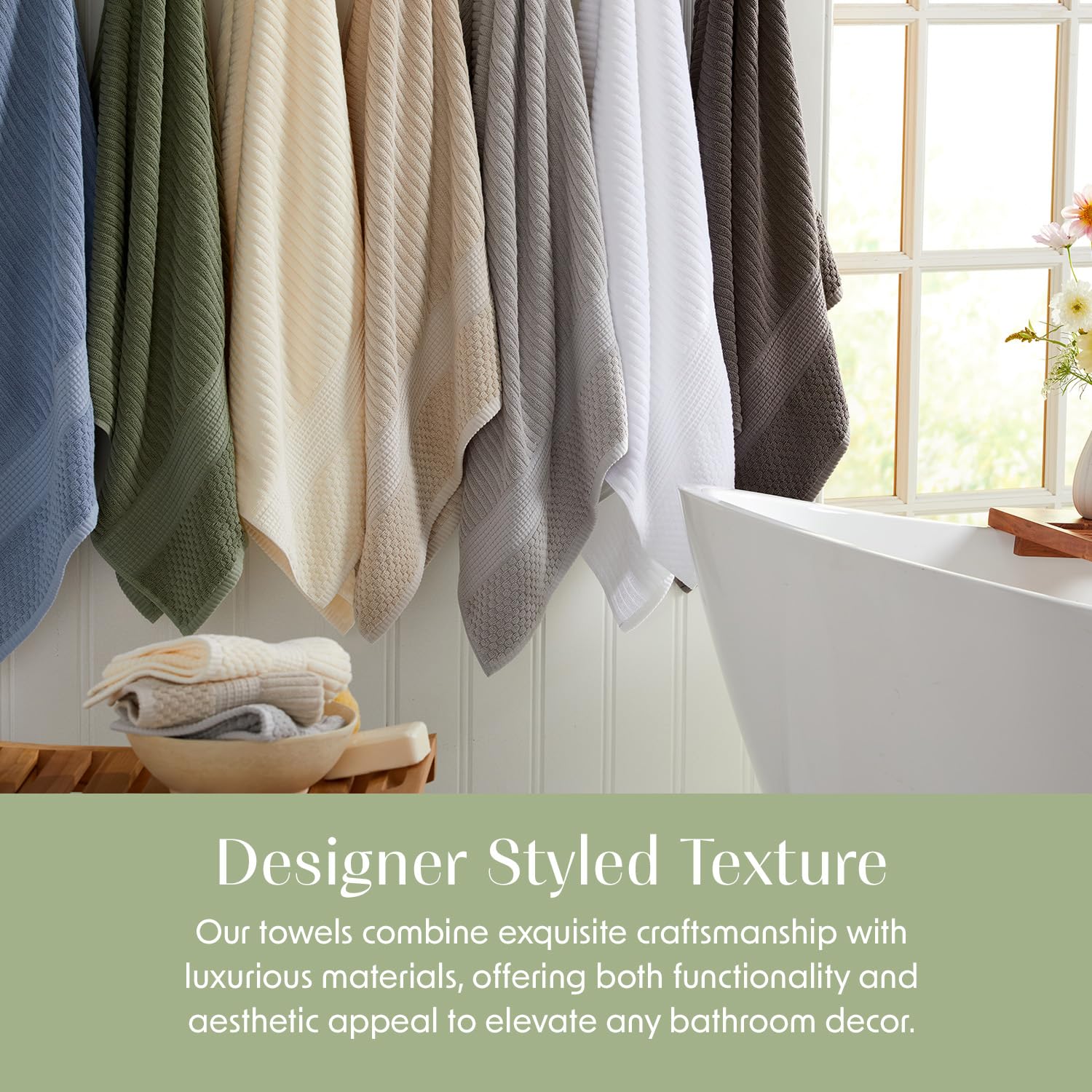 **Springtree Home 100% Cotton Bath Towel Set of 4 – Ultra Soft, Highly Absorbent & Quick-Dry | Luxury Textured Cotton for Spa & Everyday Use | Dusty Blue (Krista Collection)**    **Usage Scenarios:** Perfect for bathrooms, spas, gyms, beach trips, and guest rooms.