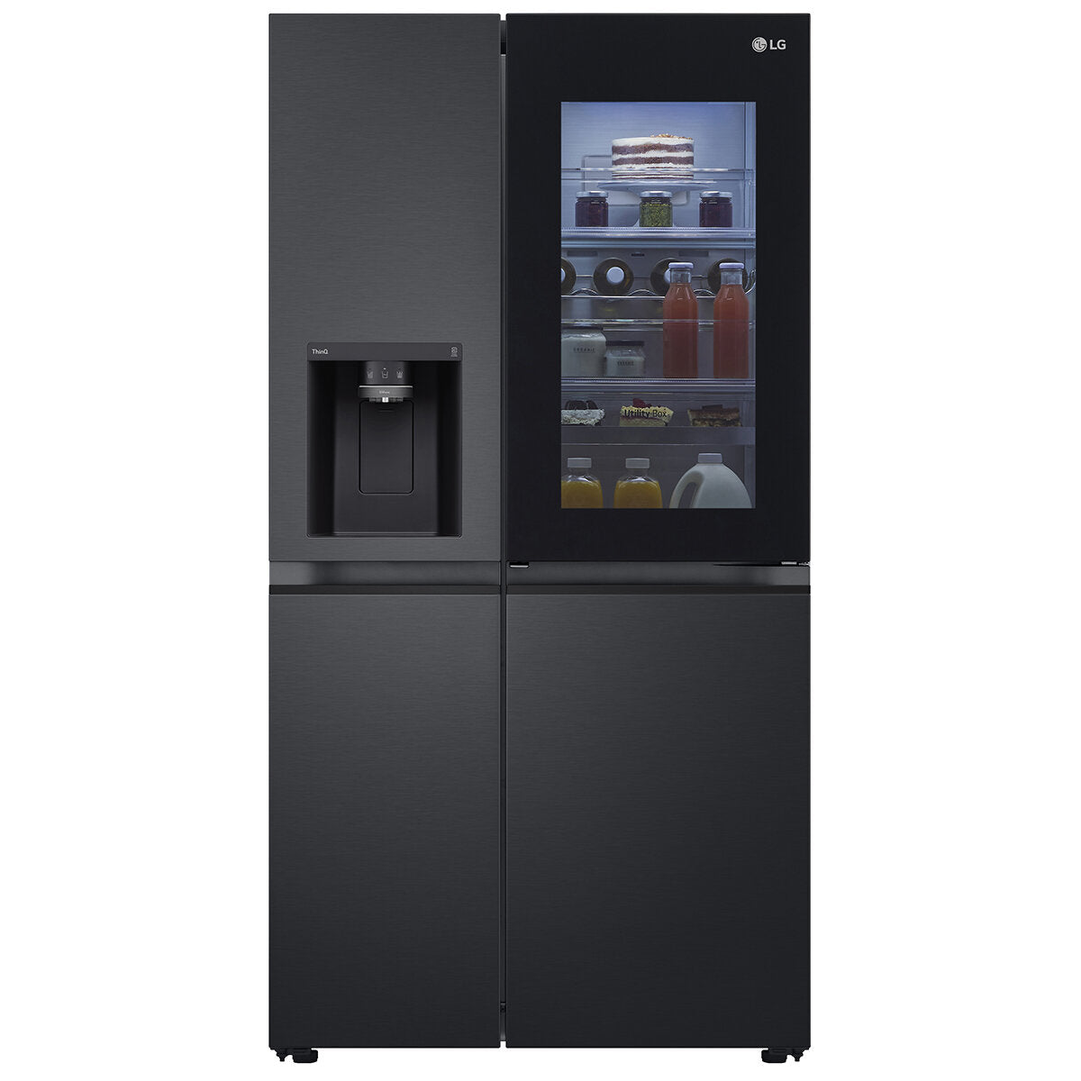 LG 635L 3-Door Side by Side Refrigerator with InstaView™, Ice & Water Dispenser - Matte Black (GS-V600MBLC) - Perfect for Modern Kitchens & Large Families