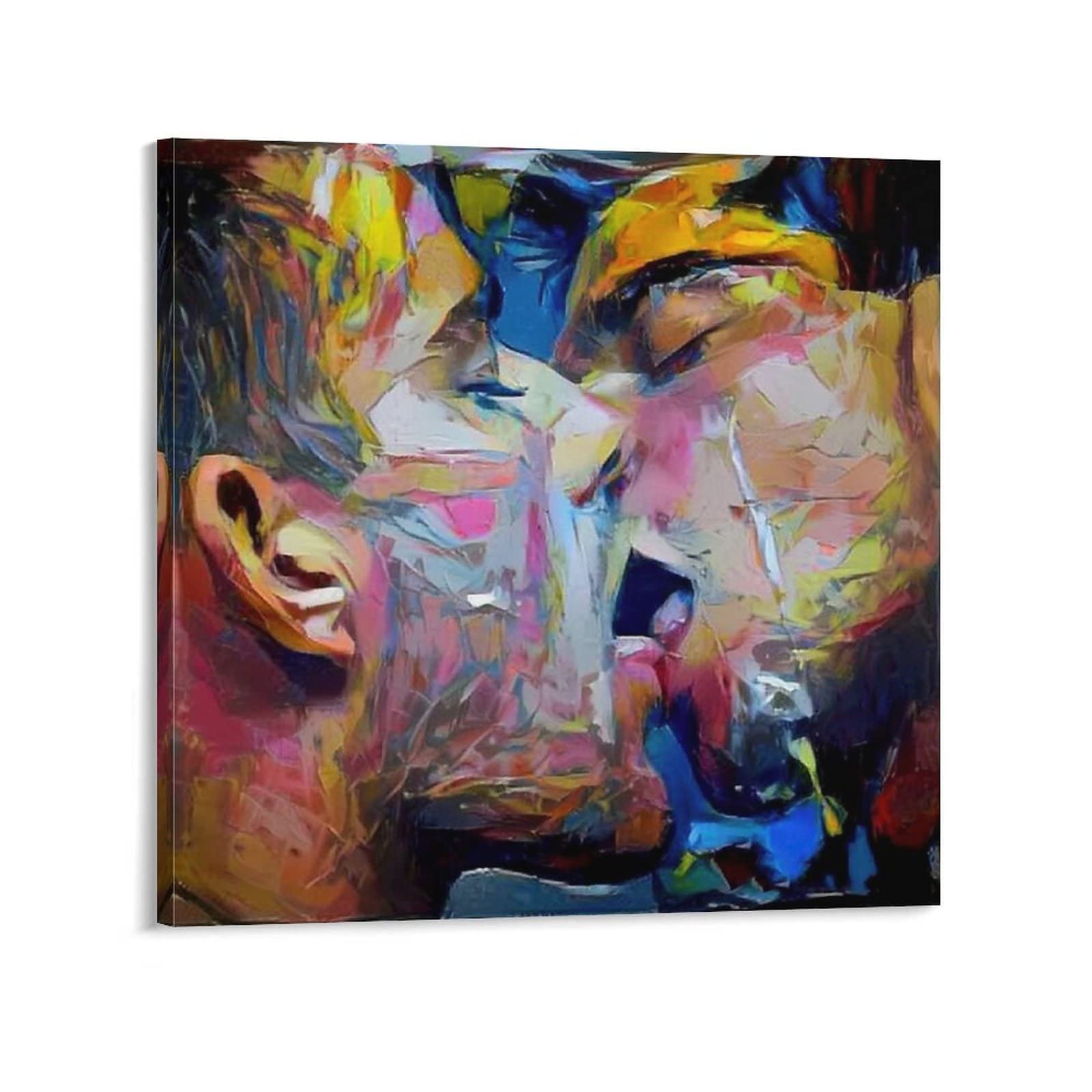 Gay Art Posters - Men Kissing Canvas Painting Wall Art Prints (Set of 3) - 20x20inch(50x50cm) Framed Decor for Living Room, Bedroom & Office - Perfect for LGBTQ+ Pride Decor & Modern Home Interior Design