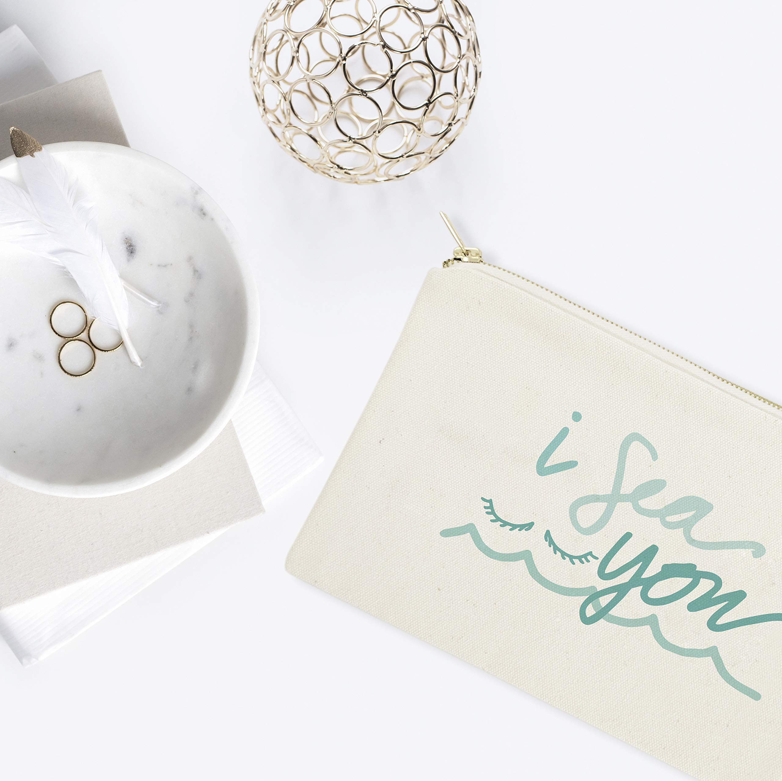 The Cotton & Canvas Co. I Sea You Summer Beach Cosmetic Bag - Waterproof Travel Makeup Pouch for Women | Perfect for Beach Vacations, Pool Parties & Weekend Getaways