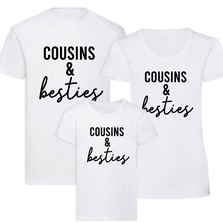 Cousins & Besties Matching T-Shirts - Fun Family & Friends Outfits - Perfect for Birthdays, Reunions and Photo Shoots