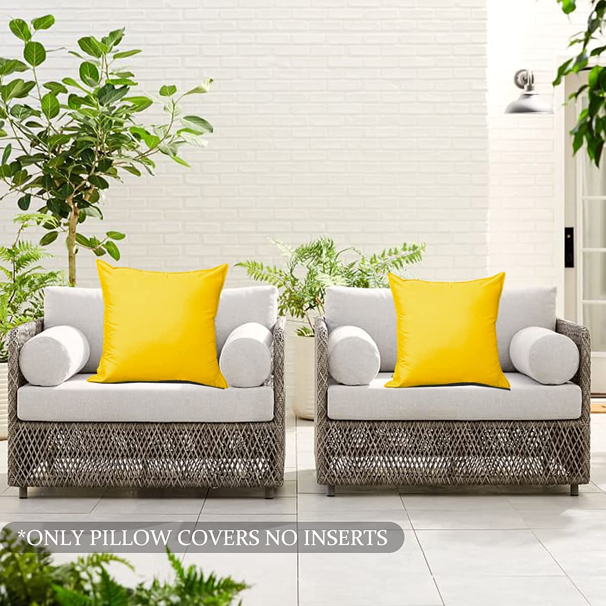 **20x20 Inch Yellow Outdoor Pillow Covers - Sunbrella Waterproof & Durable Square Decorative Cushion Cases for Patio, Garden, Tent & Couch (Set of 2) - Perfect for Outdoor Relaxation & Home Decor**