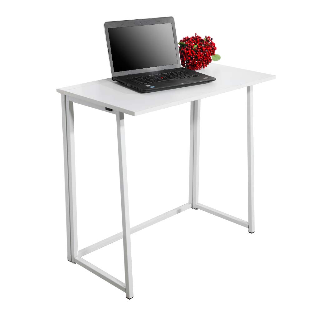 Foldable Computer Desk for Home Office - Compact Writing Study Desk with Spacious Desktop, White | Portable Laptop Workstation for Bedroom, Camping & Dining | Space-Saving Multipurpose Table for Small Spaces & Modern Decor