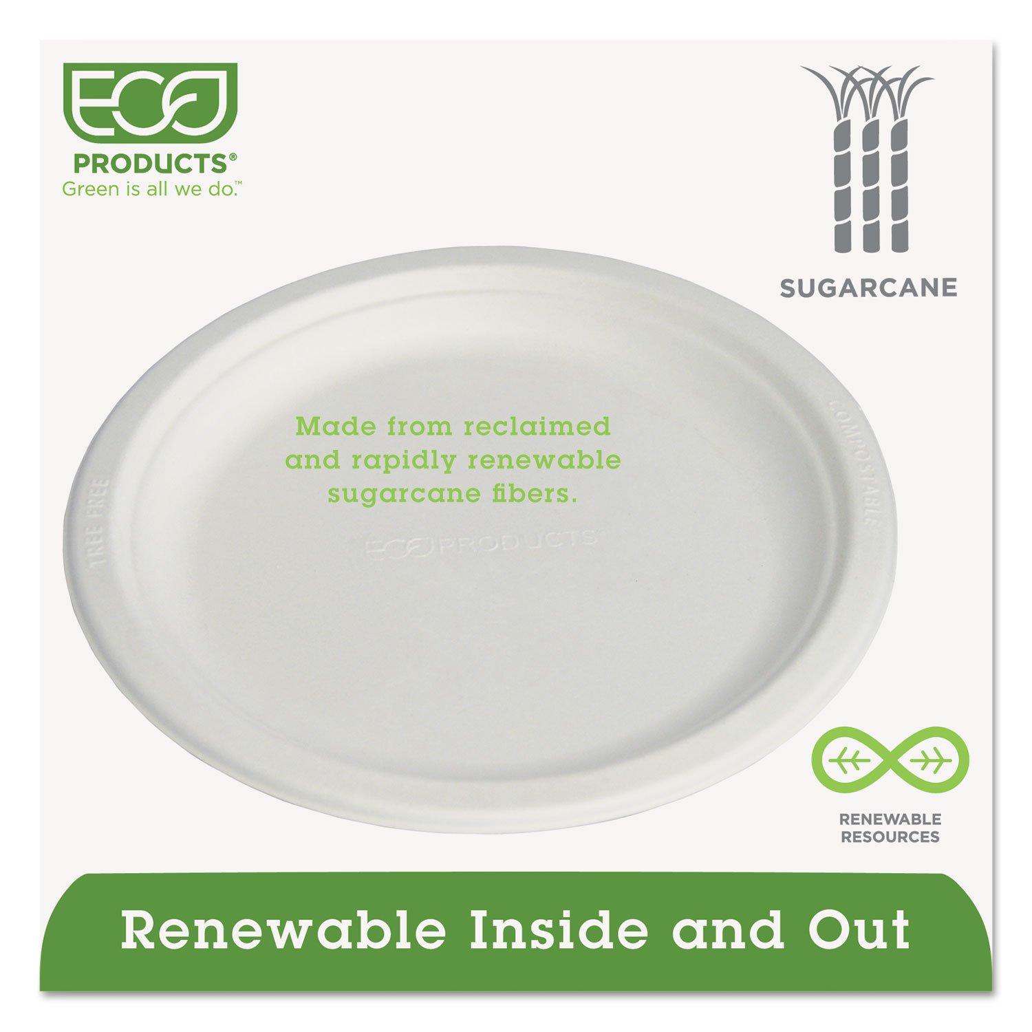 Eco-Products EPP013 9-Inch Compostable Sugarcane Plates - 500 Count, Biodegradable & Eco-Friendly Dinnerware for Parties, Picnics & Events