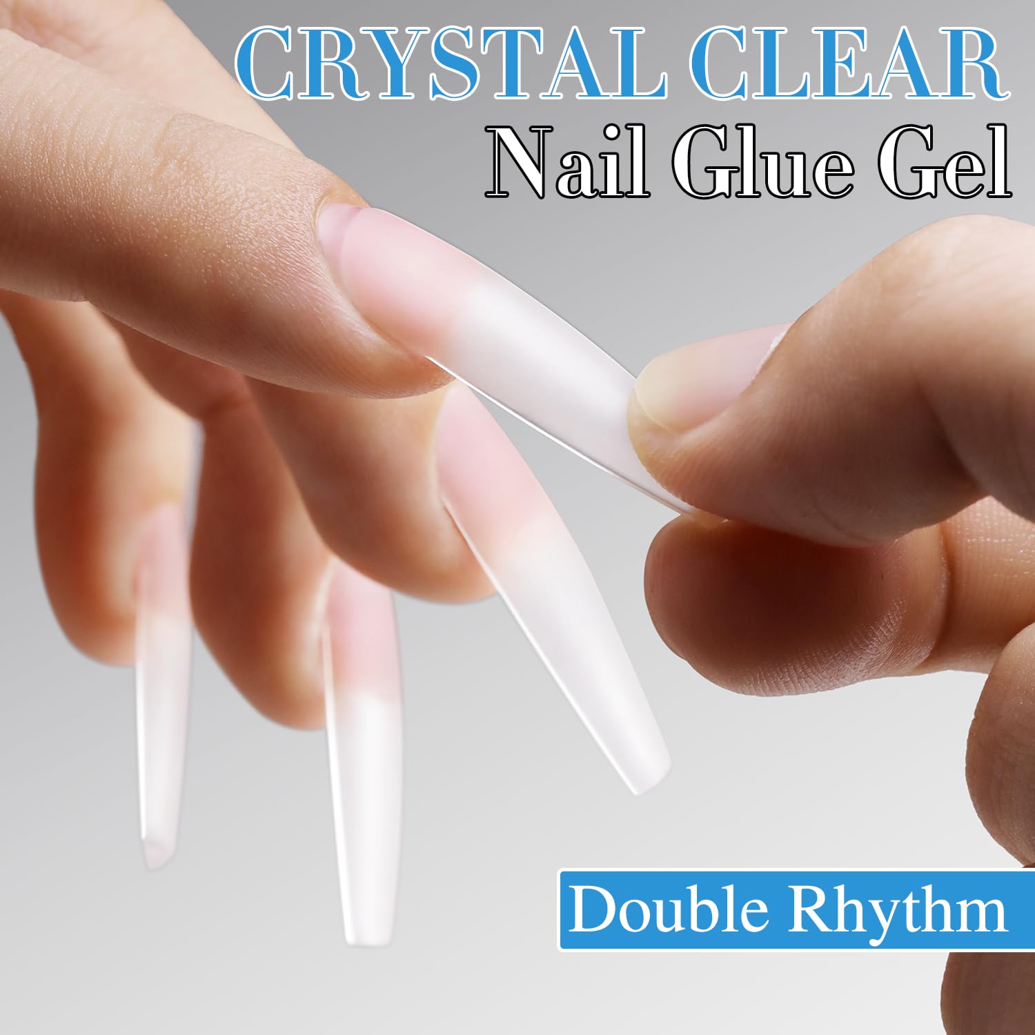Double Rhythm 0.5Oz Nail Glue Gel - Strong Adhesive for Acrylic Nails, Press On Nails & False Tips - Requires UV/LED Nail Lamp - Perfect for Salon, Home Manicures & Nail Extensions