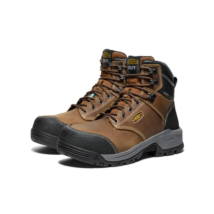 KEEN Women's Evanston 6 Waterproof CSA Work Boot with Carbon Fiber Toe - Steel Toe Safety Shoes for Construction, Warehouse & Outdoor Work | Slip Resistant & Comfortable Work Boots for Women