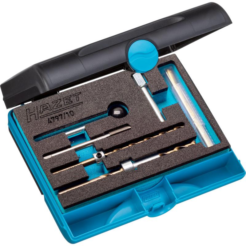 Hazet 4797/10 10-Piece Thread Repair Tool Set for Injector Fastening Screws | Automotive Engine Maintenance & Repair Kit for Diesel & Gasoline Vehicles