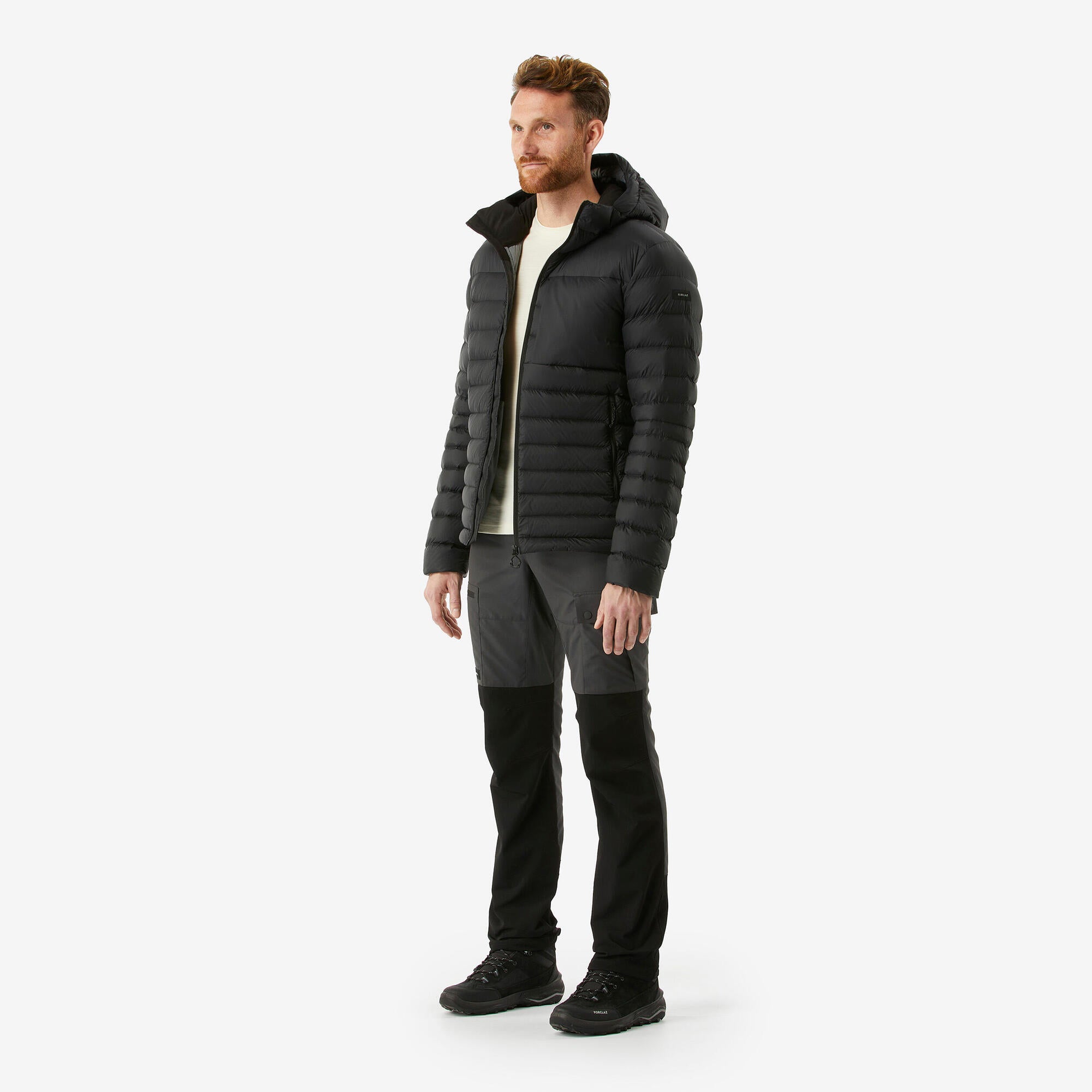 Forclaz MT500 Men's Hooded Padded Jacket for Mountain & Backpacking - Warm & Lightweight Down Coat for Hiking, Camping in Cold Weather (14°F)