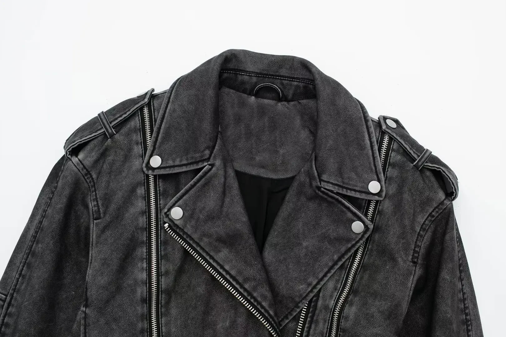 Stylish Women's Faux Leather Motorcycle Jacket - Winter & Autumn Biker Coat with Zipper Design - Trendy Outerwear for Riding, Travel & Casual Wear