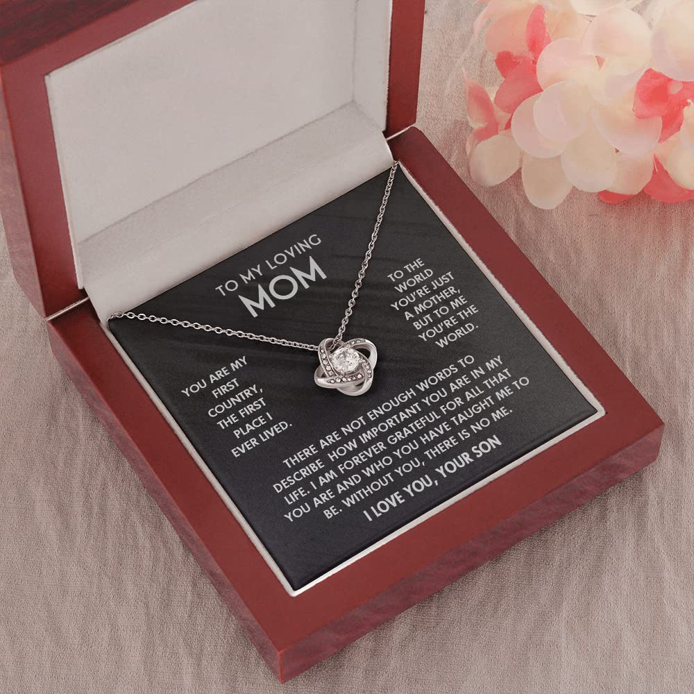14k White Gold 'Without You There Is No Me' I Love You Necklace - Meaningful Mother's Day Gift from Son, Christmas Present for Mom, Unique Birthday Jewelry in Luxury Gift Box | Perfect for Special Occasions & Heartfelt Moments