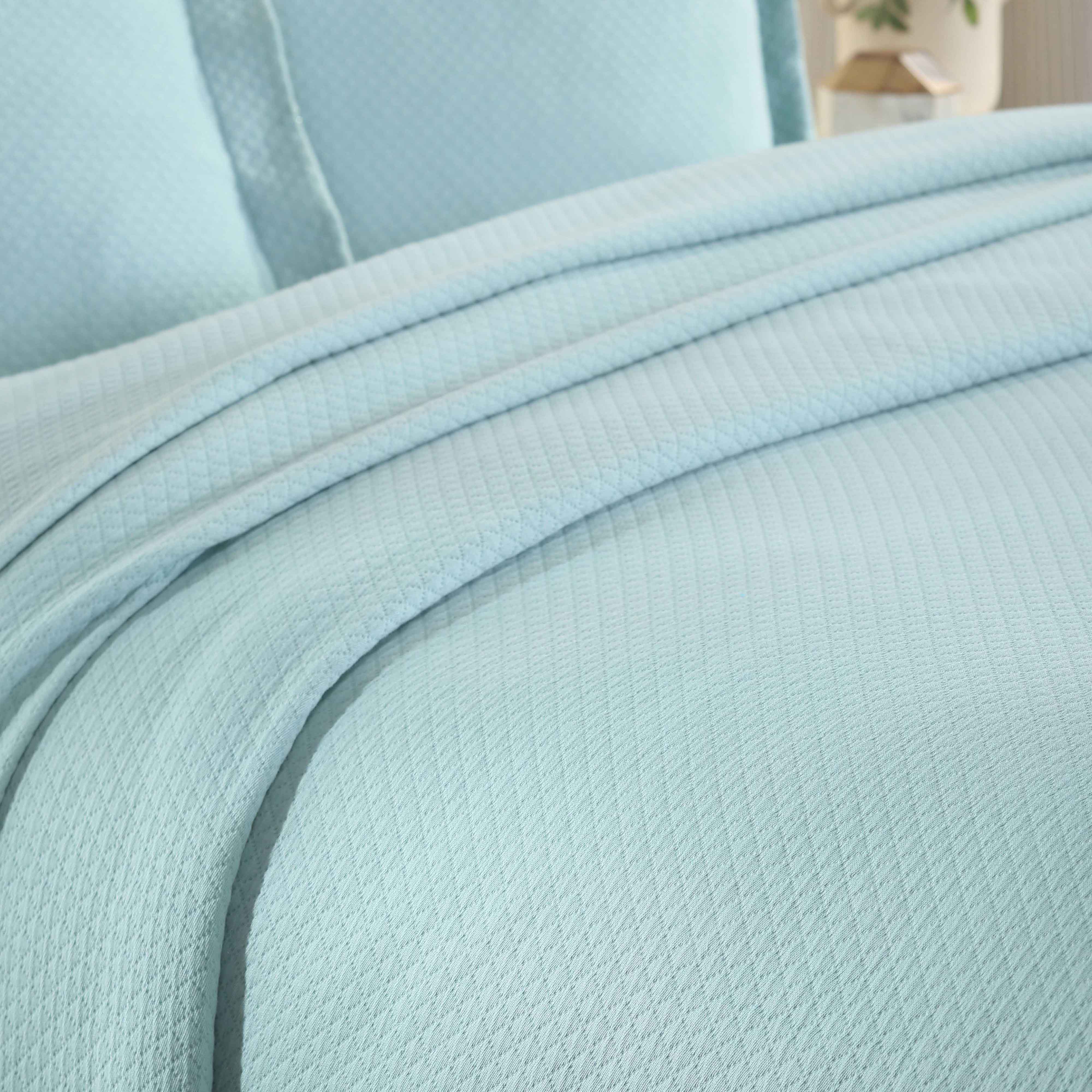Luxury Jacquard Matelassé Cotton Diamond Solitaire Bedspread Set - Queen Size Bedding Coverlet for Master Bedroom, Guest Room & Hotel Decor