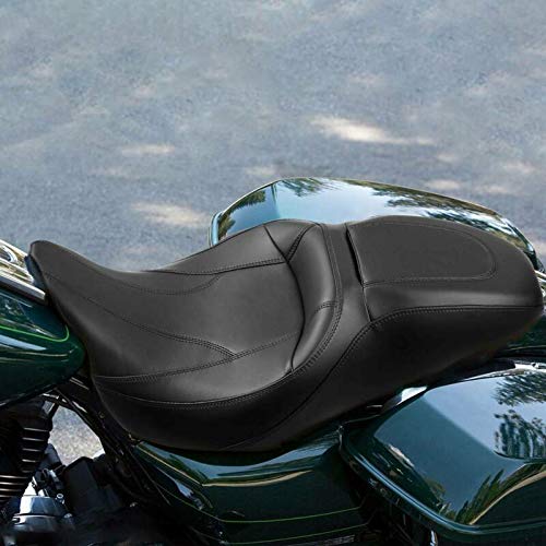 Premium One-Piece 2-Up Bucket Seat for Harley Davidson Road King/Street Glide/Electra Glide/Road Glide (2009-2023) - Comfortable Motorcycle Driver & Passenger Seat for Long Rides & Cruising