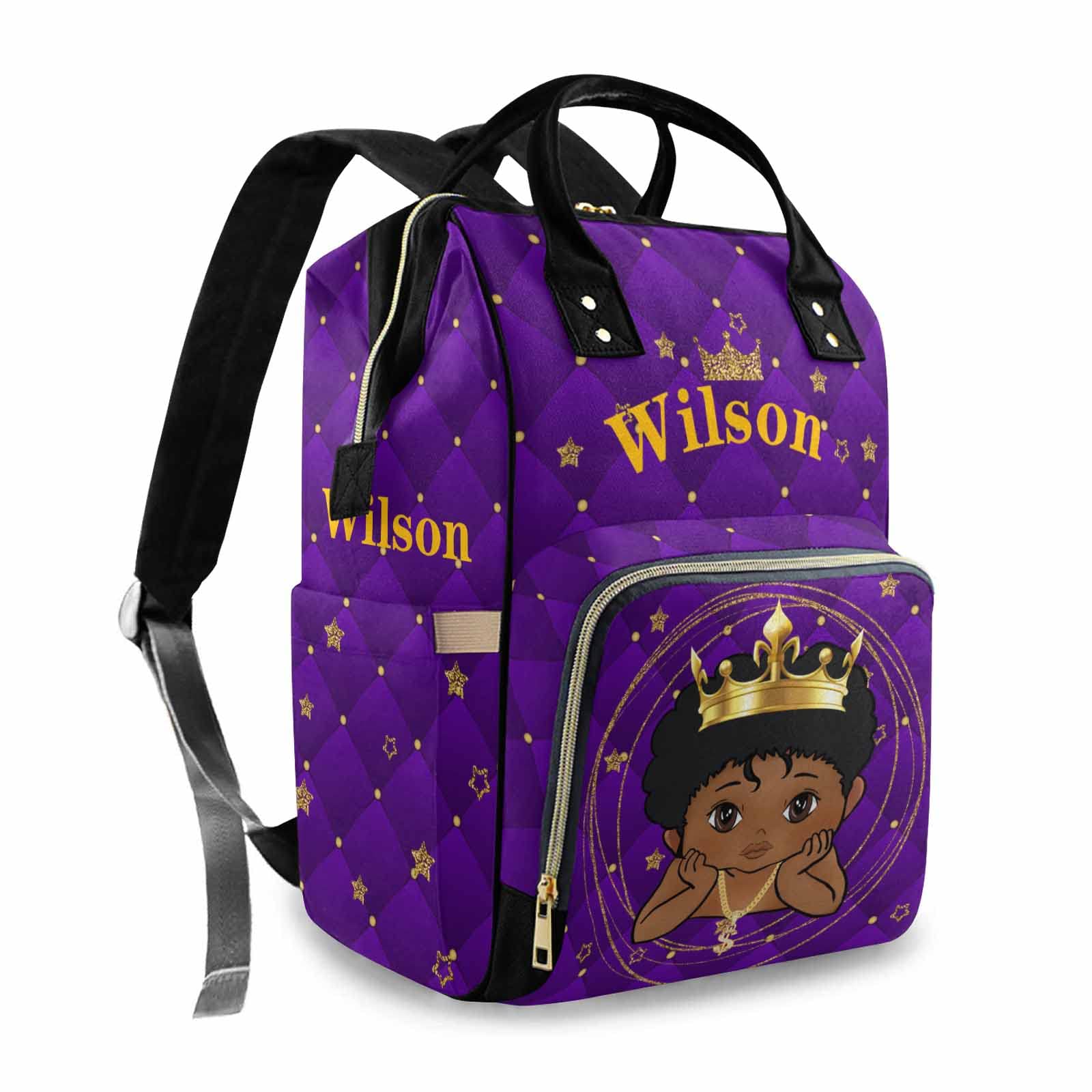 Personalized Baby Diaper Bag with Custom Name - Waterproof Nappy Backpack for Boys & Girls, Crown Prince Themed Baby Shower Gift | Perfect for Travel, Daycare & Parenting Essentials