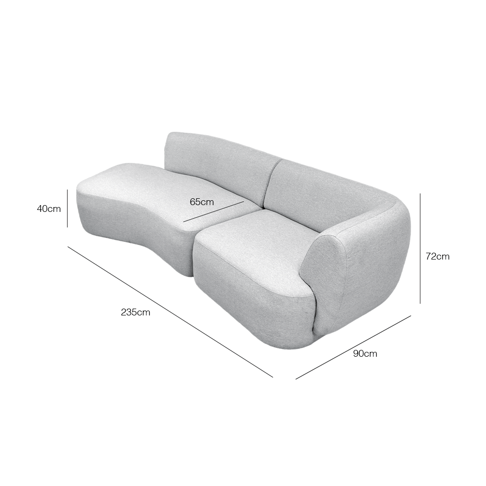 Pebble 3-Seater Chaise Sectional Sofa with EcoClean Fabric | Modern L-Shaped Couch for Living Room, Lounge & Family Room | Stain-Resistant & Pet-Friendly Sofa Set