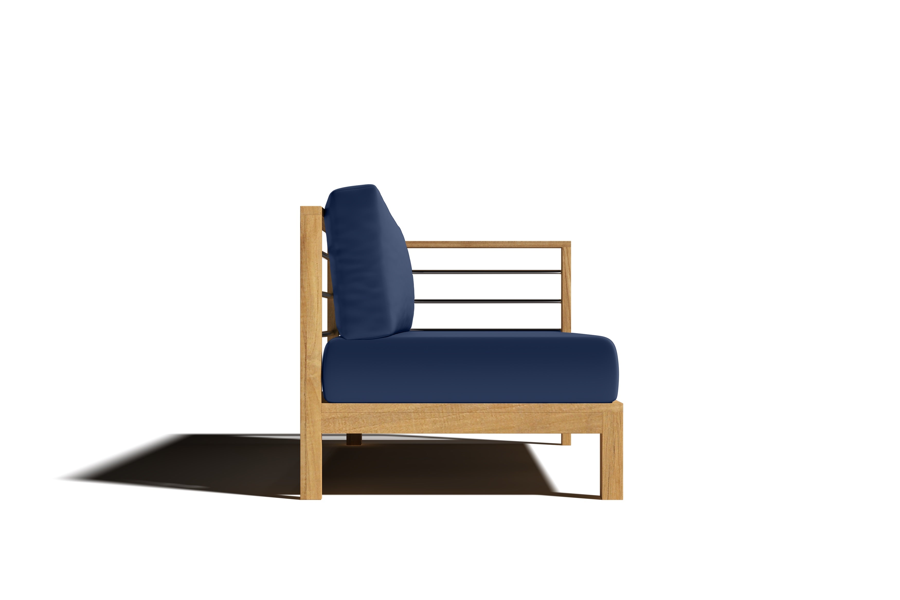 Premium Leon Teak Outdoor Sectional Right Sofa with Sunbrella Navy Cushion - Weather-Resistant Patio Furniture for Backyard, Poolside & Garden Relaxation