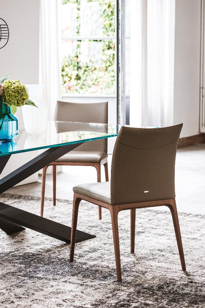 Cattelan Italia Arcadia Modern Dining Chair - Upholstered Fabric Seat & Metal Legs for Kitchen, Dining Room, or Office