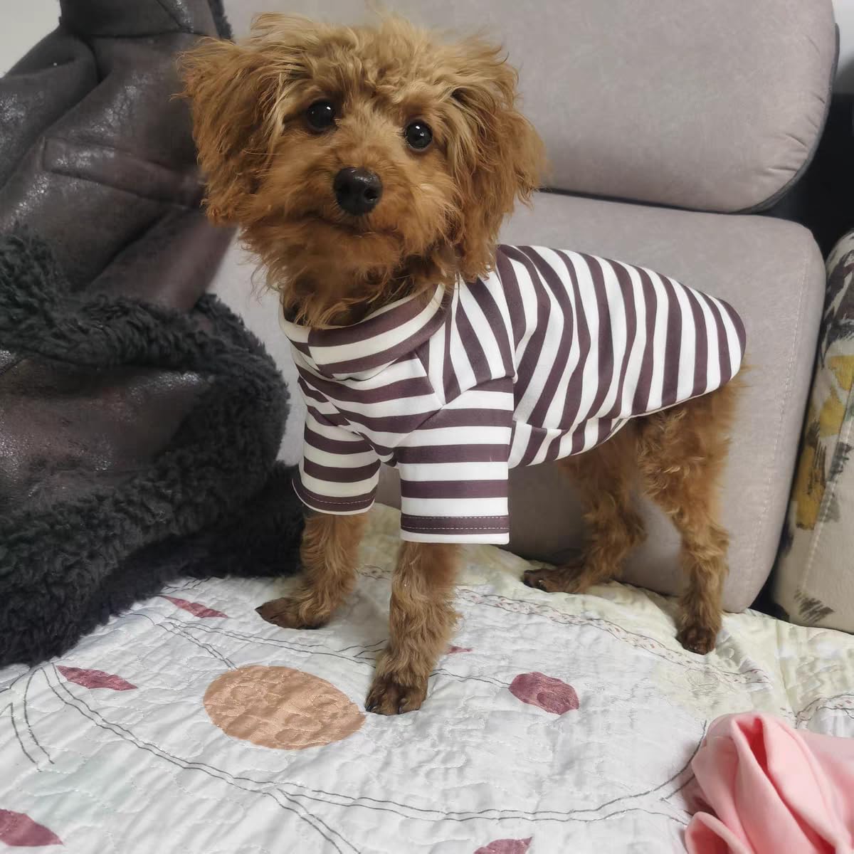 Cute Striped Turtleneck Dog Sweater - Soft Stretchy Puppy Pullover with Embroidery for Small Medium Large Dogs & Cats (Black Striped, Small) - Perfect for Winter Walks & Photo Shoots
