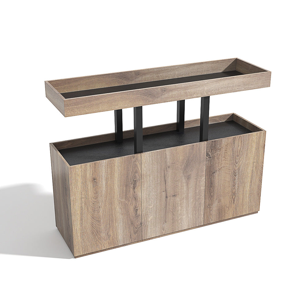 Tribeca 135cm Warm Oak & Black Credenza Cabinet - Stylish Storage for Living Room, Dining Room, or Home Office