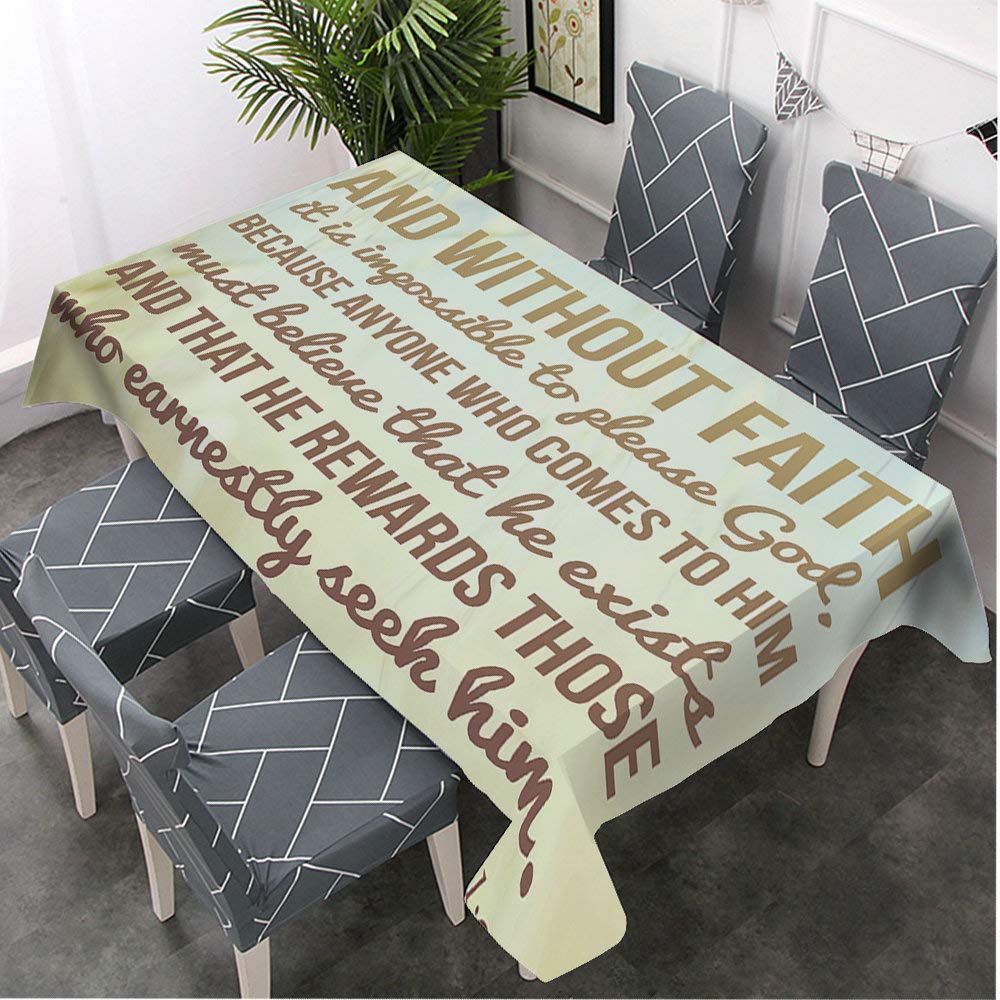 Christian Bible Verse Tablecloth - Decorative Rectangle Table Cover with 'Please God' Design for Dining, BBQ, Picnic & Coffee Tables (52x70 Inches) - Perfect for Church Events, Family Gatherings & Outdoor Parties