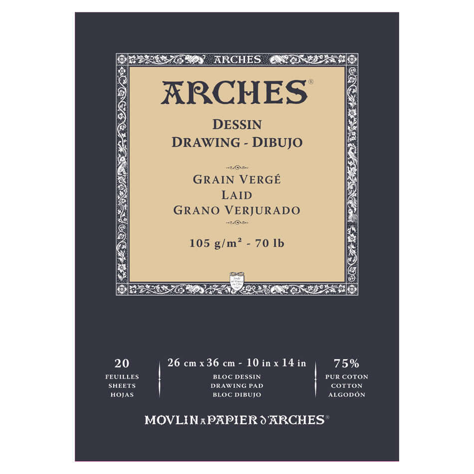 Premium Arches Drawing Pad White 10x14 - 100% Cotton Acid-Free Paper for Sketching, Watercolor & Mixed Media - Perfect for Artists, Students & Professional Illustrators