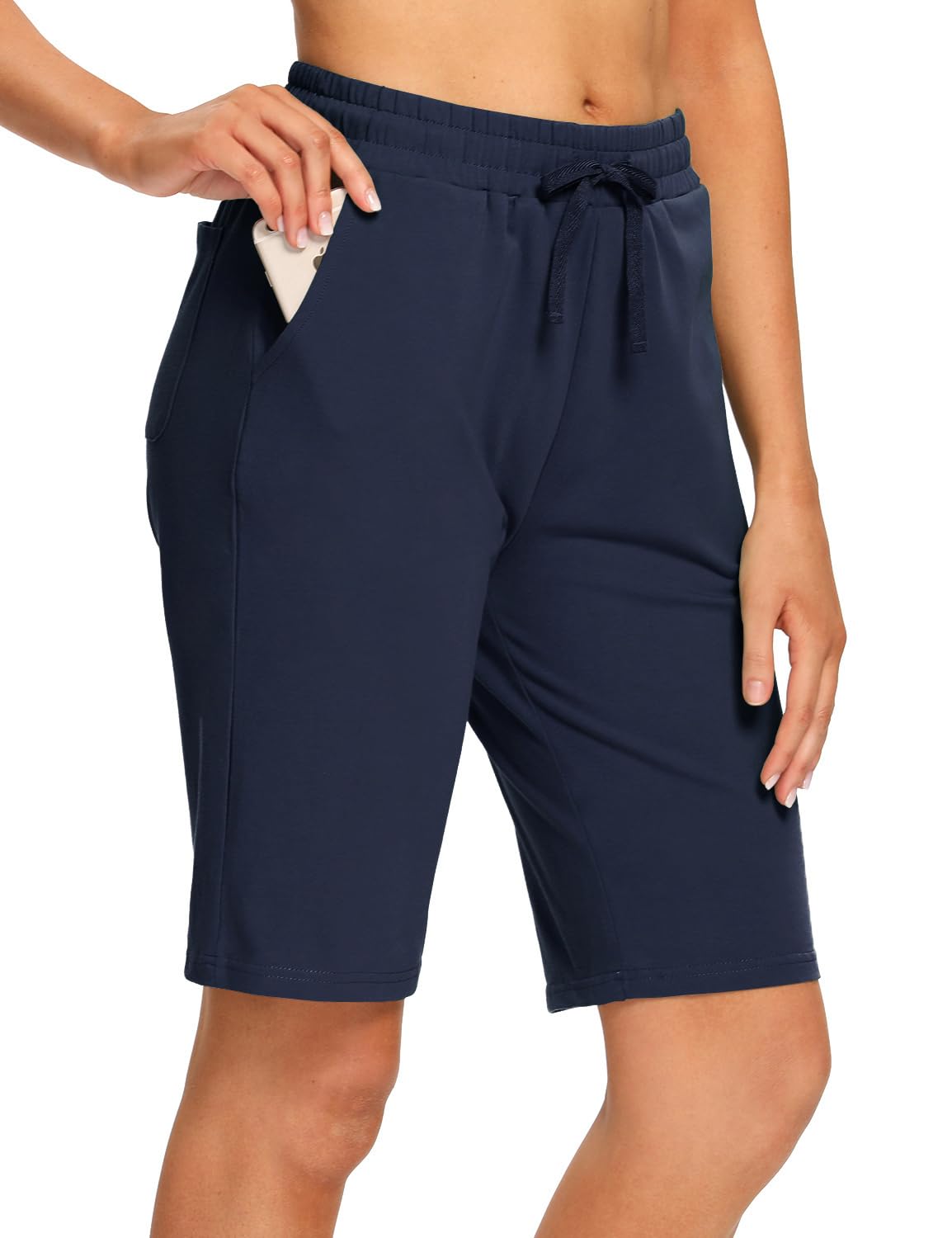 EZRUN Women's Bermuda Shorts - Summer Cotton Sweat Shorts with Deep Pockets for Gym, Workout & Casual Wear | Comfortable Athletic Shorts for Running, Yoga & Outdoor Activities